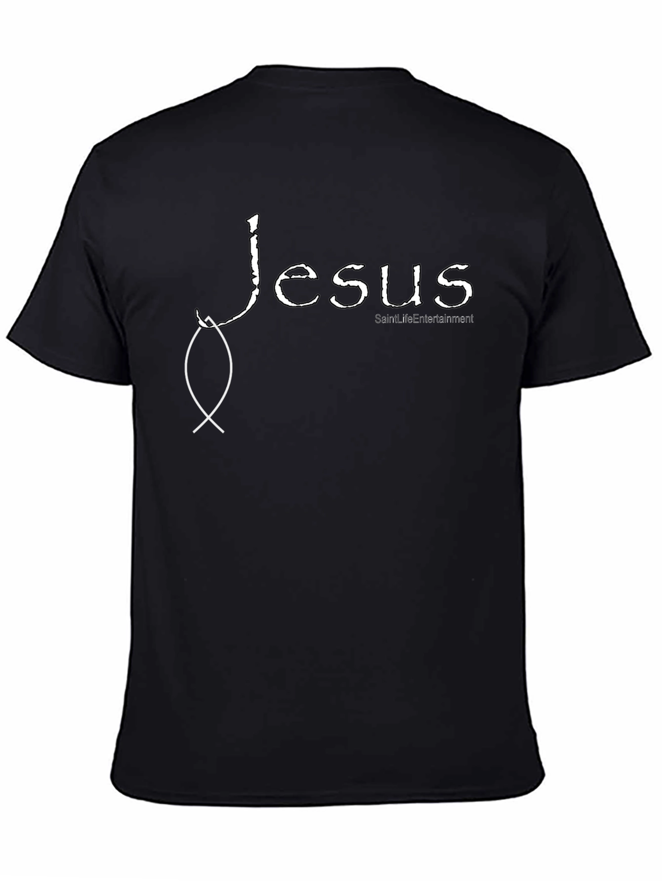 Jesus Fish Graphic Tee - Black Cotton T-Shirt