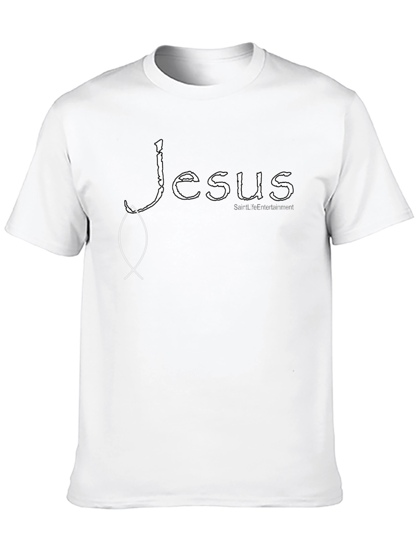 Jesus Fish Graphic Tee - Black Cotton T-Shirt