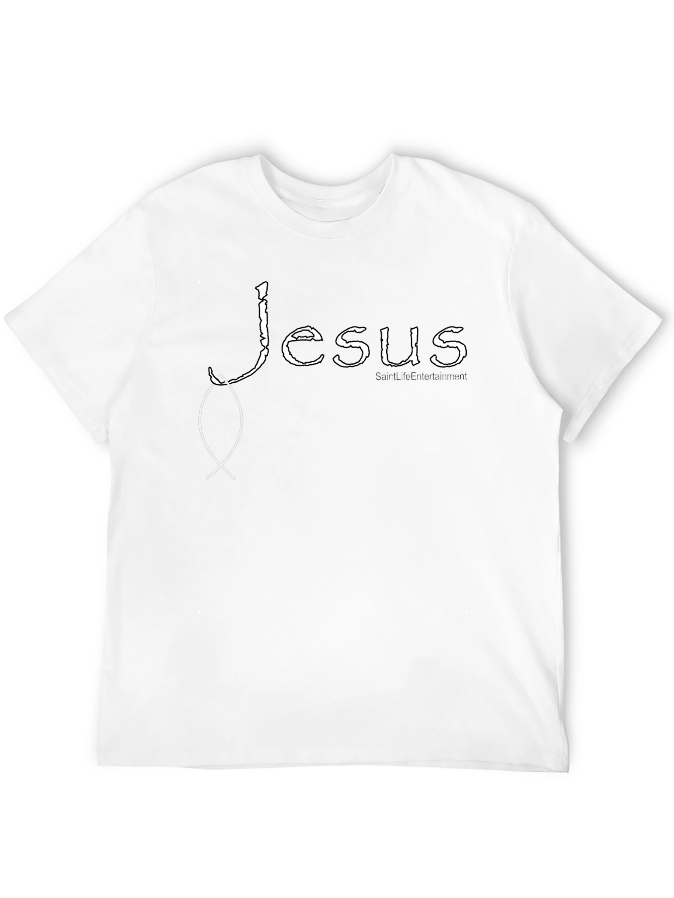 Jesus Fish Graphic Tee - Black Cotton T-Shirt