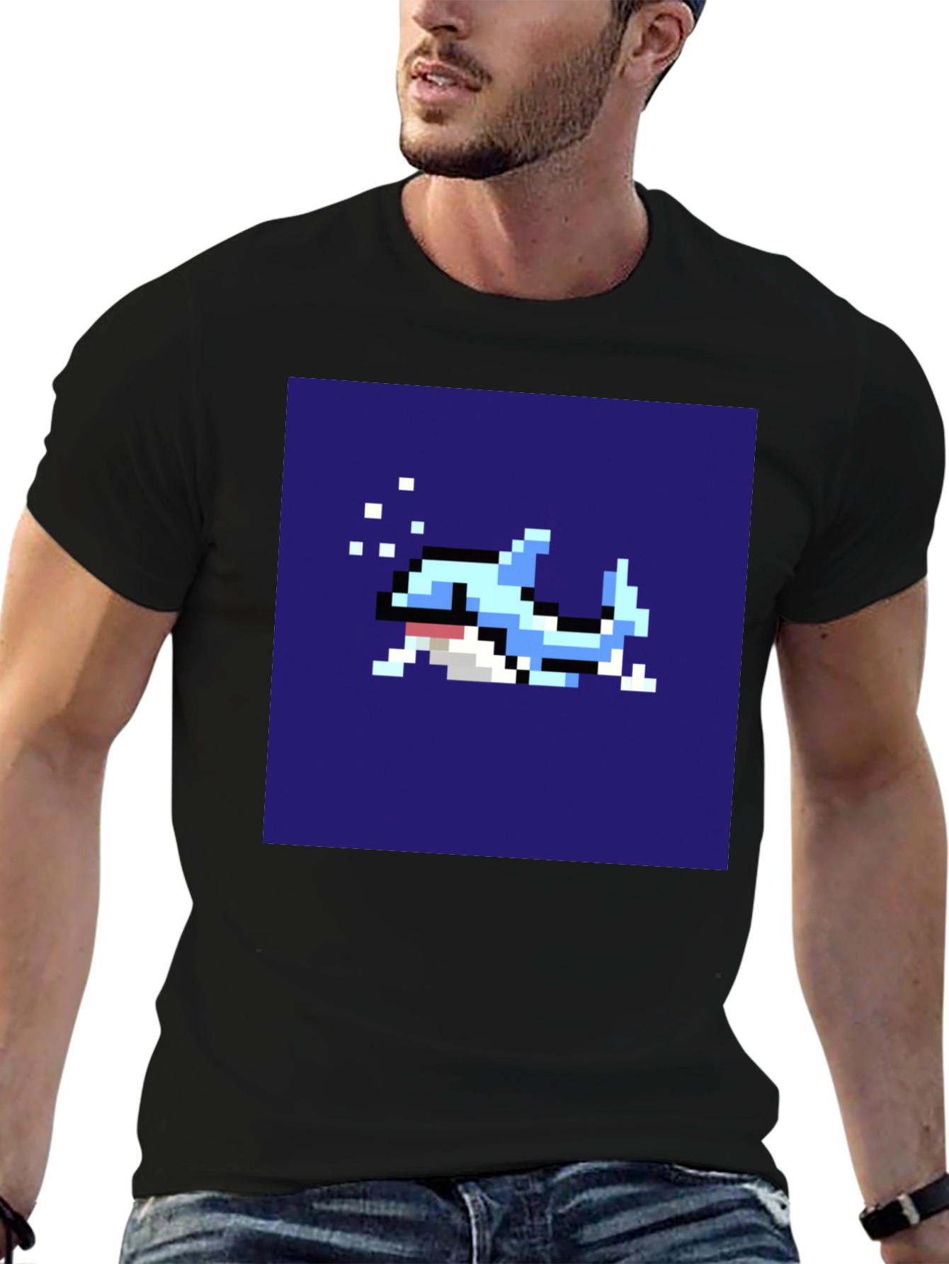Pixel Art Shark T-Shirt - Retro Gaming Tee