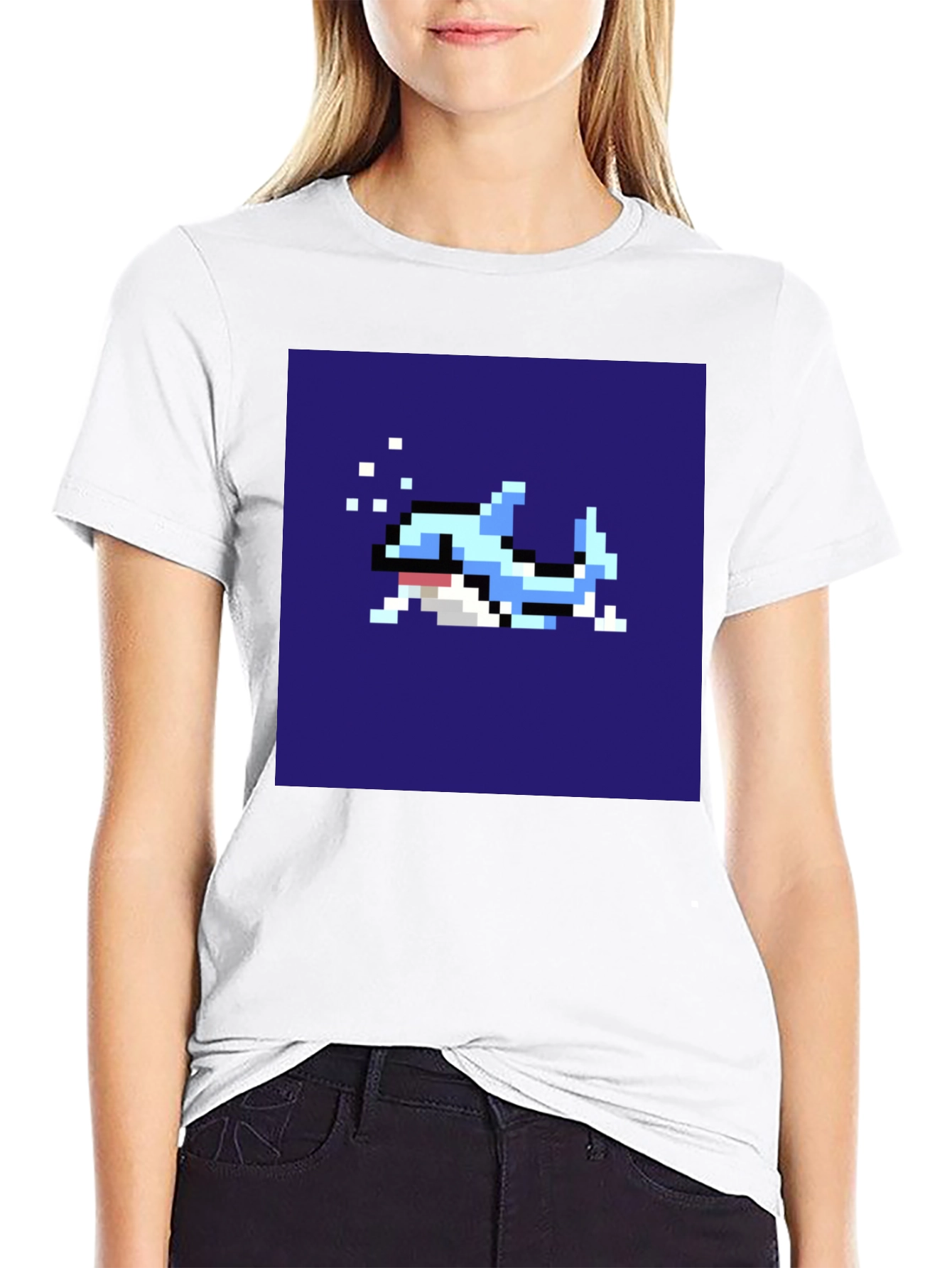 Pixel Art Shark T-Shirt - Retro Gaming Tee