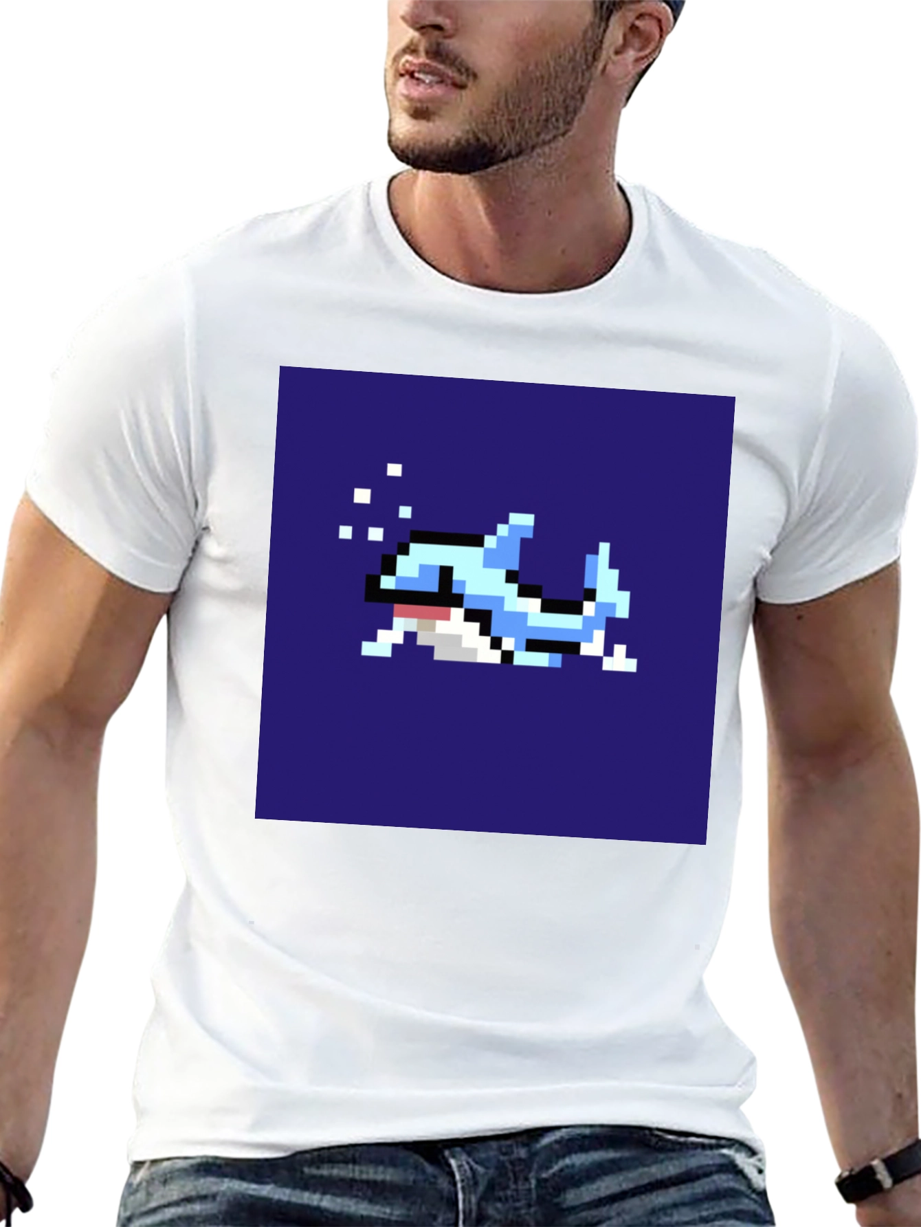 Pixel Art Shark T-Shirt - Retro Gaming Tee