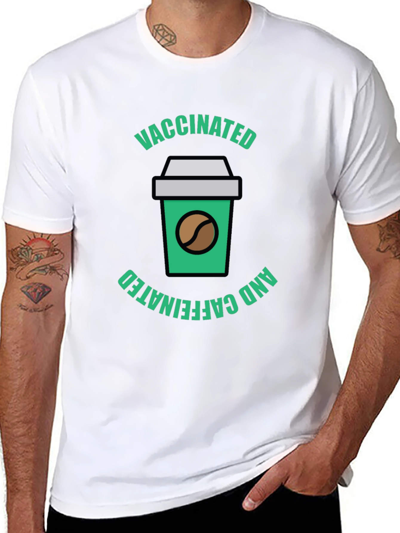 Vaccinated and Caffeinated Graphic Tee