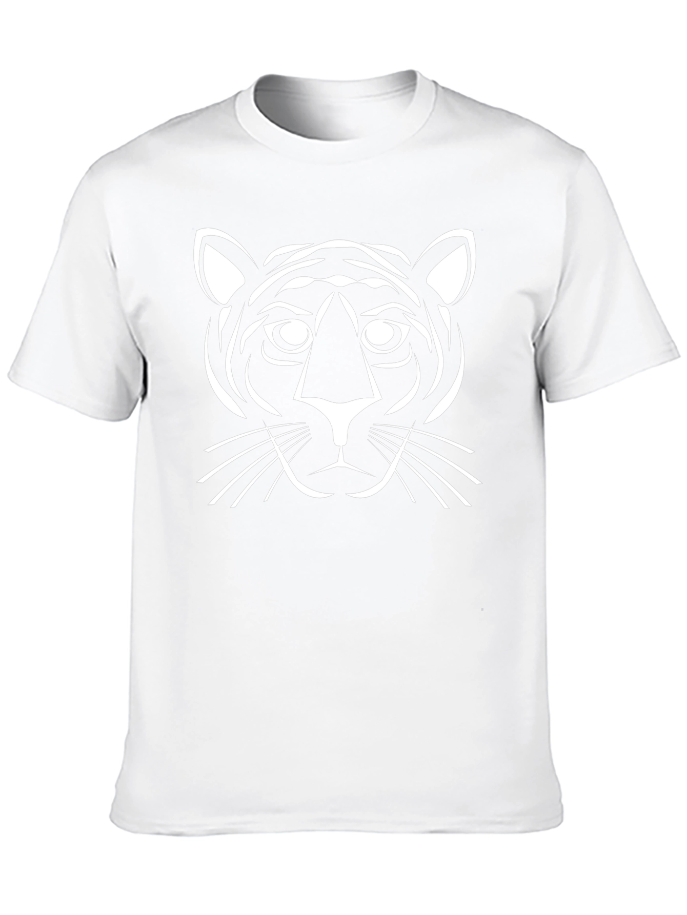 Black T-Shirt with White Tiger Graphic