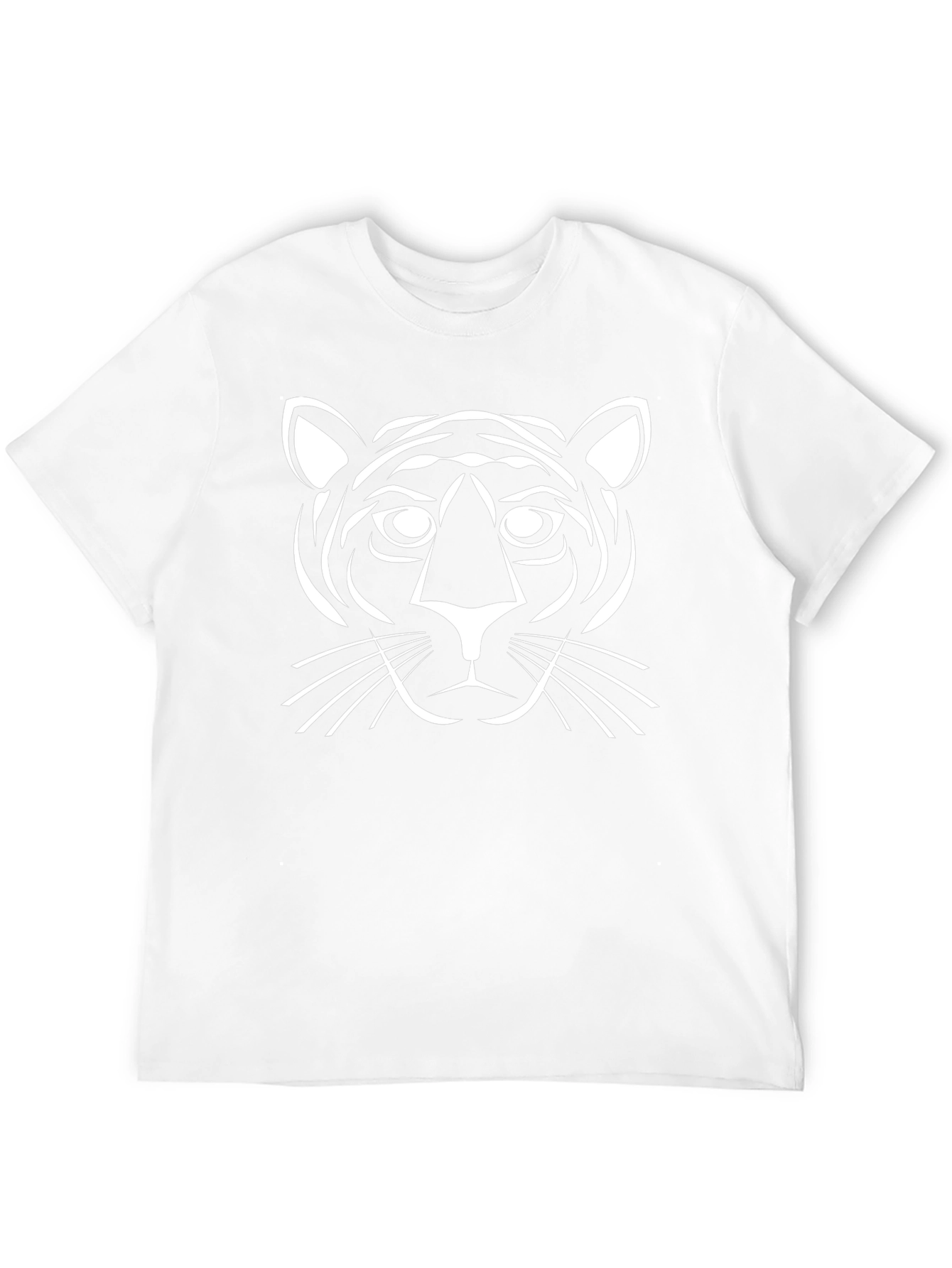 Black T-Shirt with White Tiger Graphic