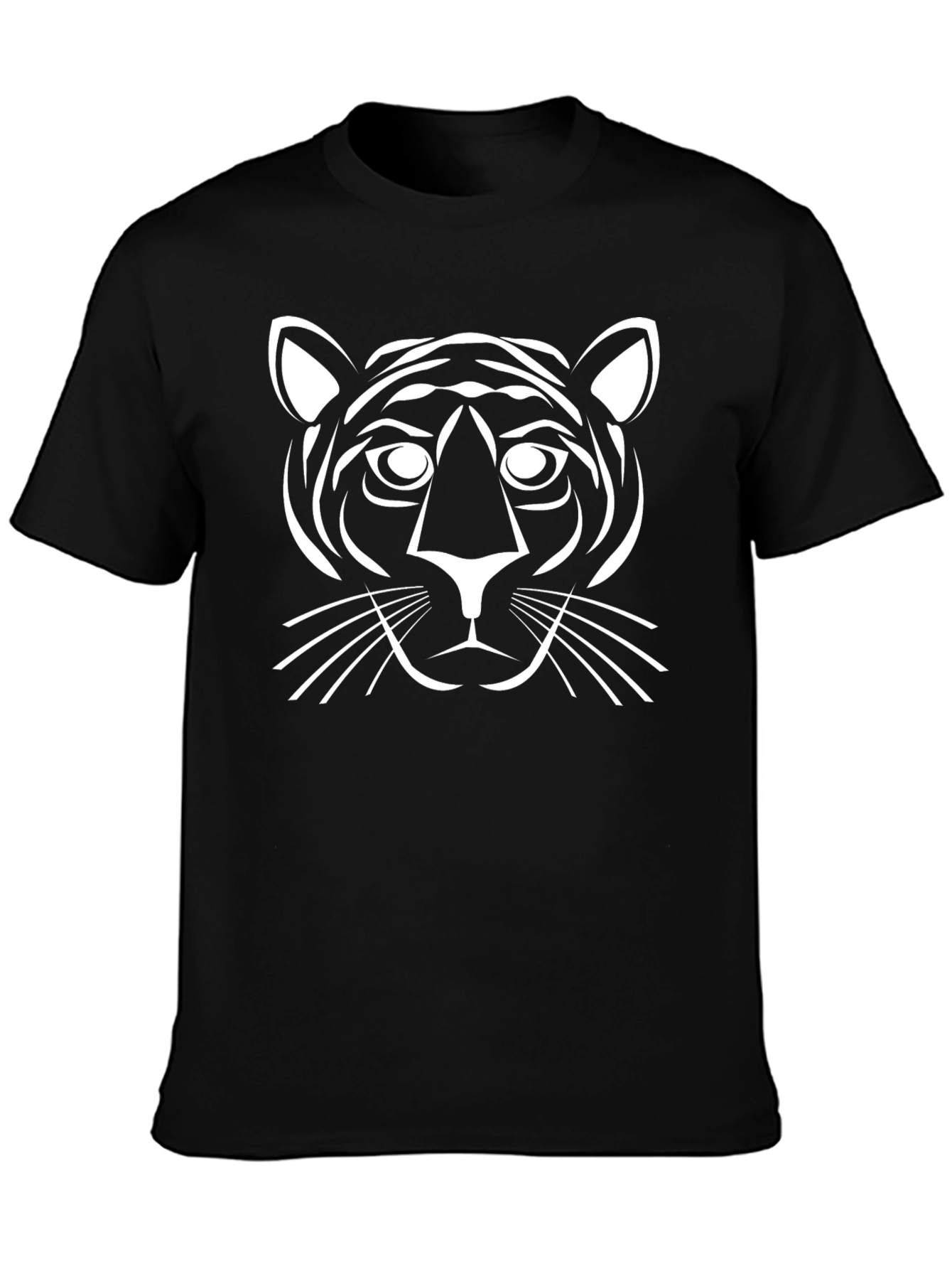 Black T-Shirt with White Tiger Graphic