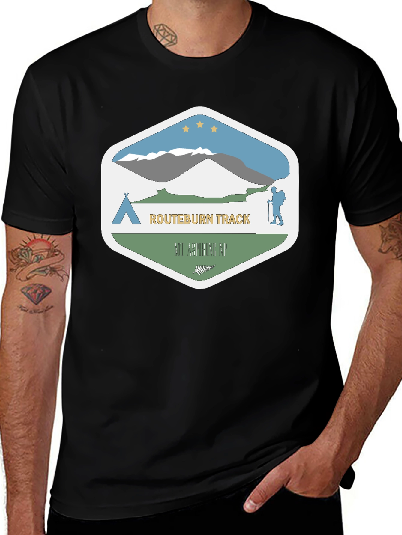 Routeburn Track Graphic T-Shirt - Black