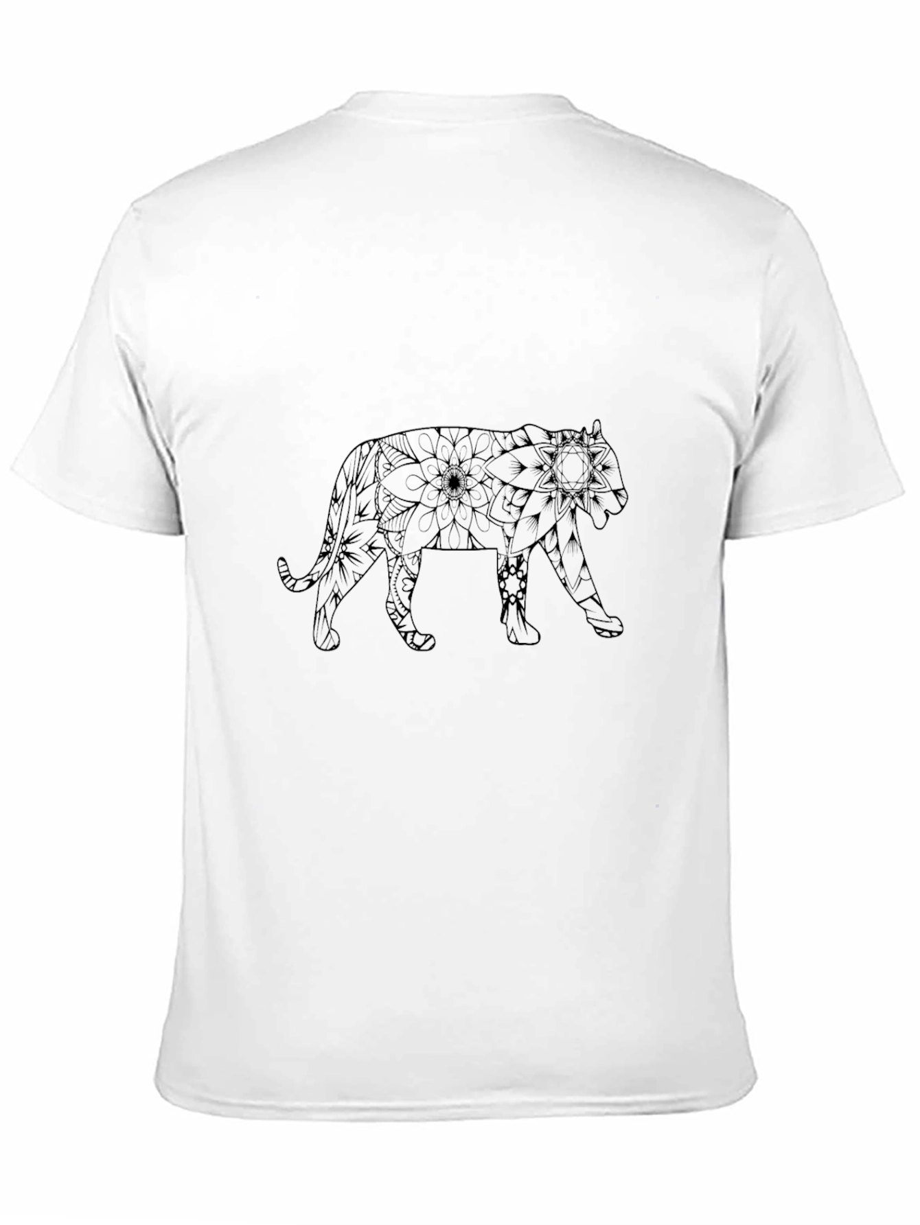 Geometric Tiger Graphic Tee - Black Cotton Blend