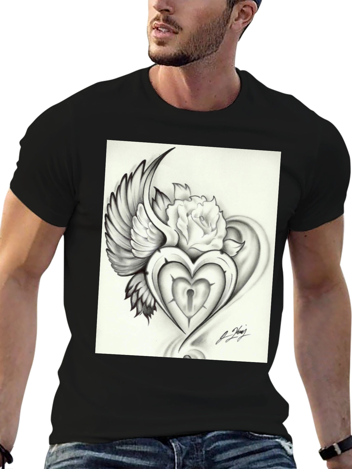 Heart Lock & Rose Graphic Tee - Edgy Streetwear