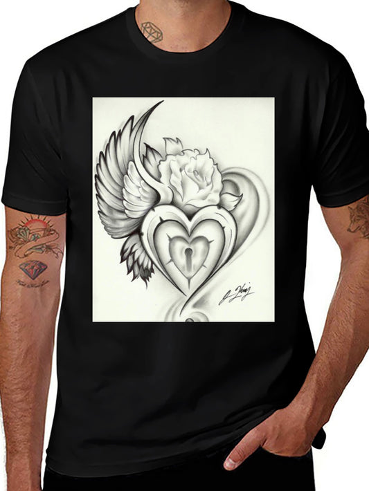 Heart Lock & Rose Graphic Tee - Edgy Streetwear