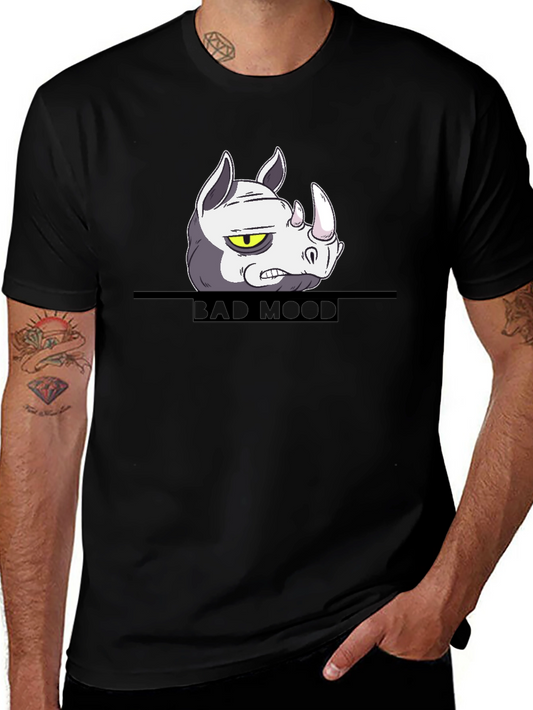 Bad Mood Rhino T-Shirt - Black Graphic Tee