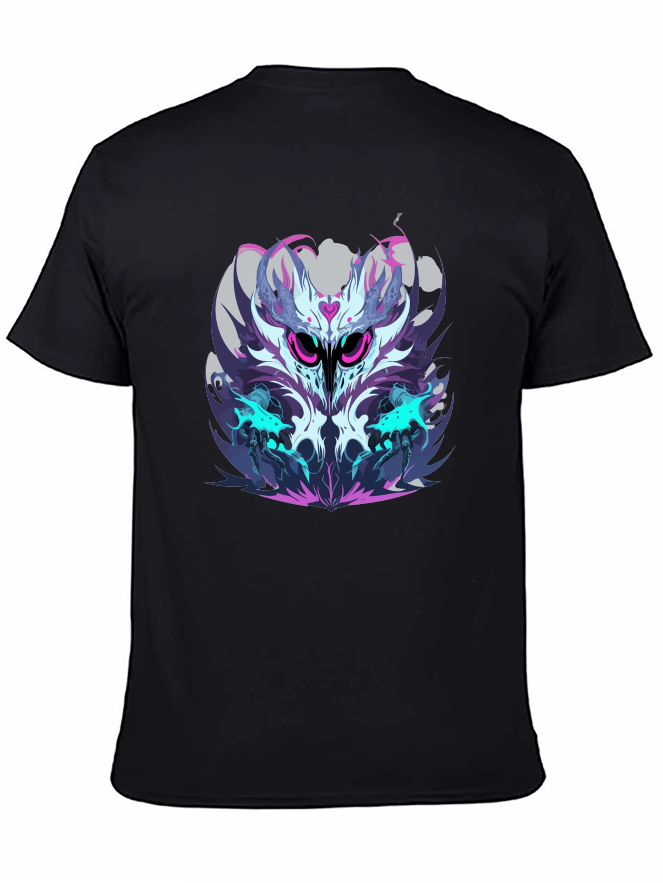 Mens Black Graphic Tee - Abstract Owl Design