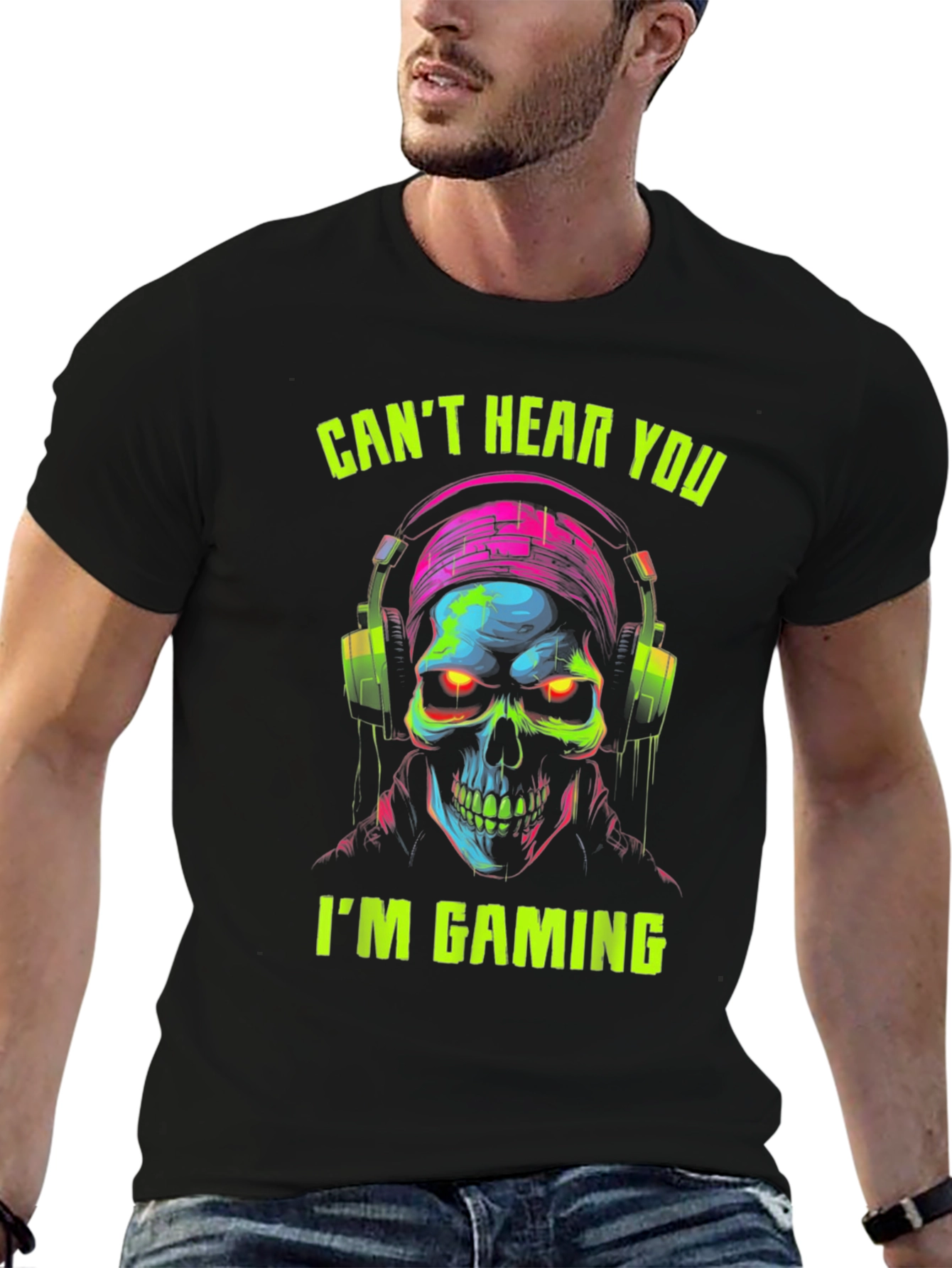 Gamer Skull T-Shirt: Cant Hear You Im Gaming!