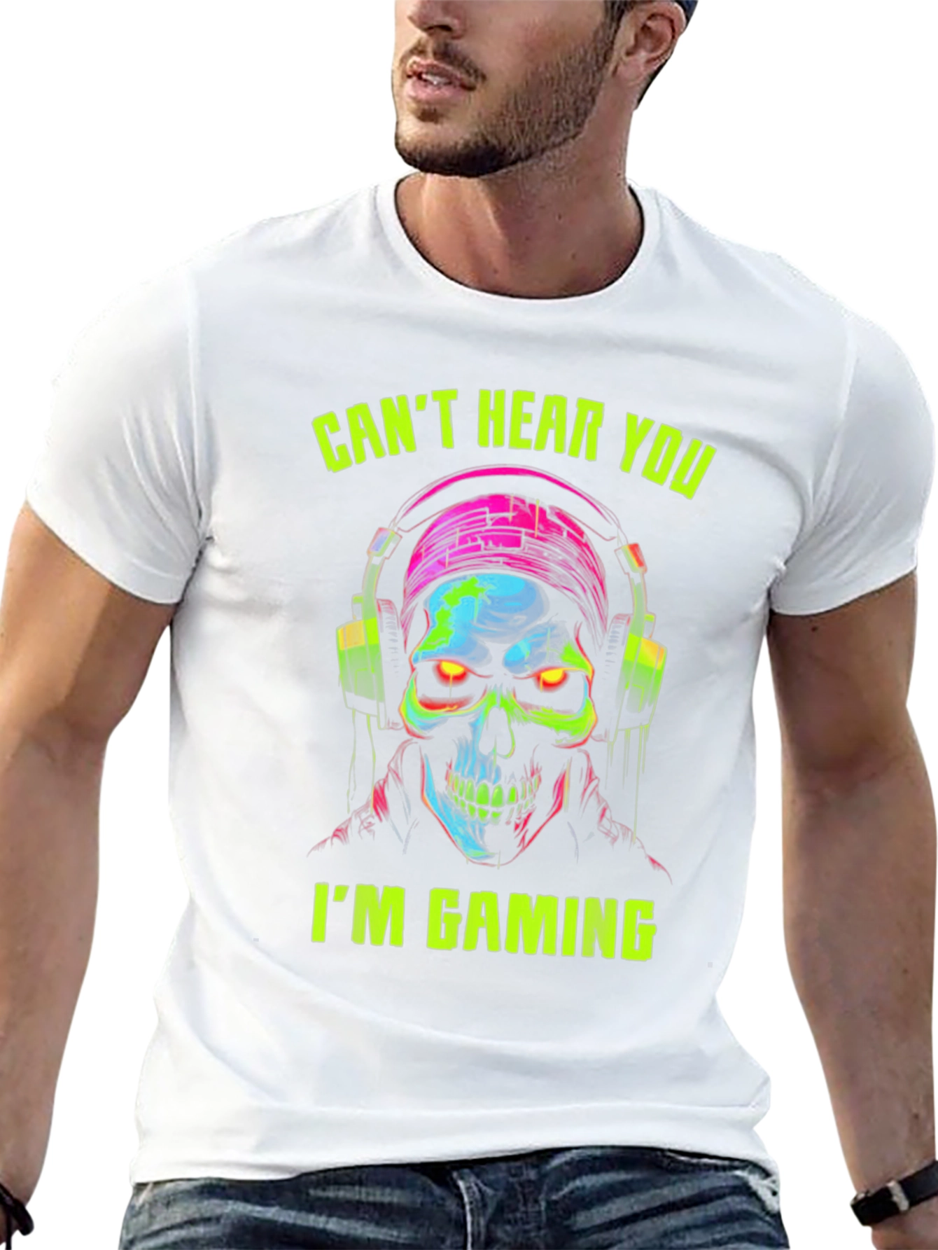Gamer Skull T-Shirt: Cant Hear You Im Gaming!