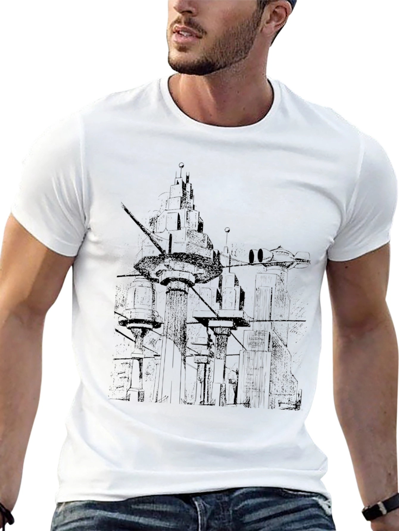 Abstract Cityscape Graphic Tee - Modern Style