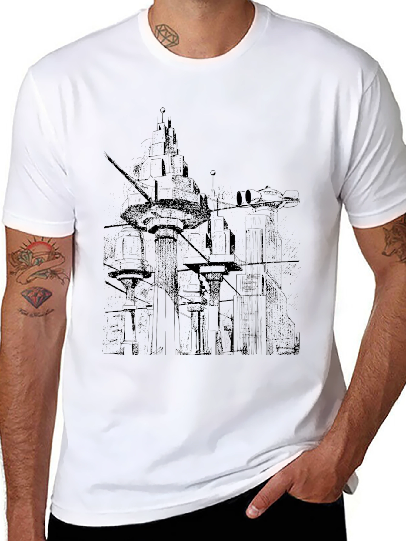 Abstract Cityscape Graphic Tee - Modern Style