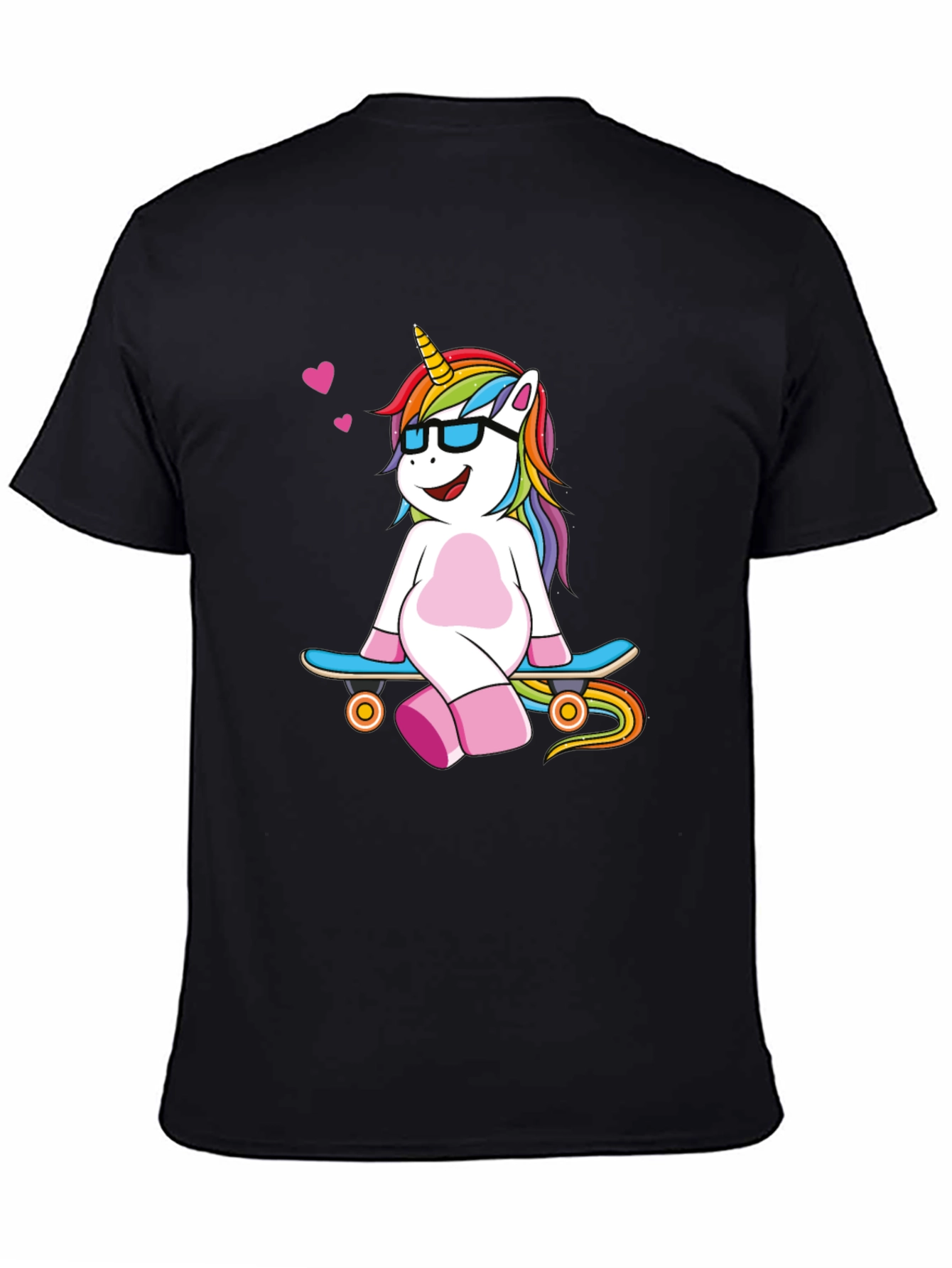 Unicorn Skateboard Black T-Shirt