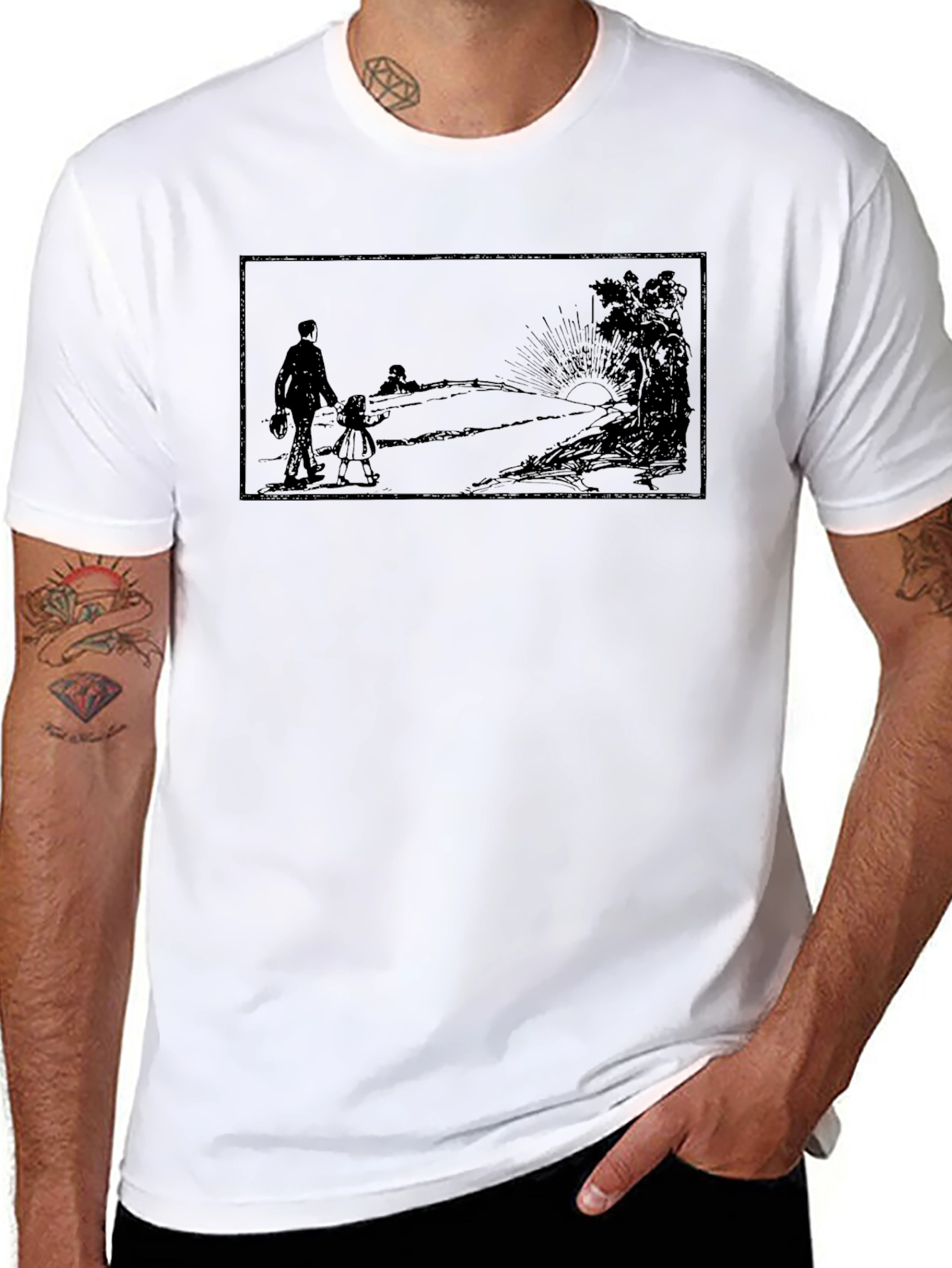 Silhouette Print Black T-Shirt