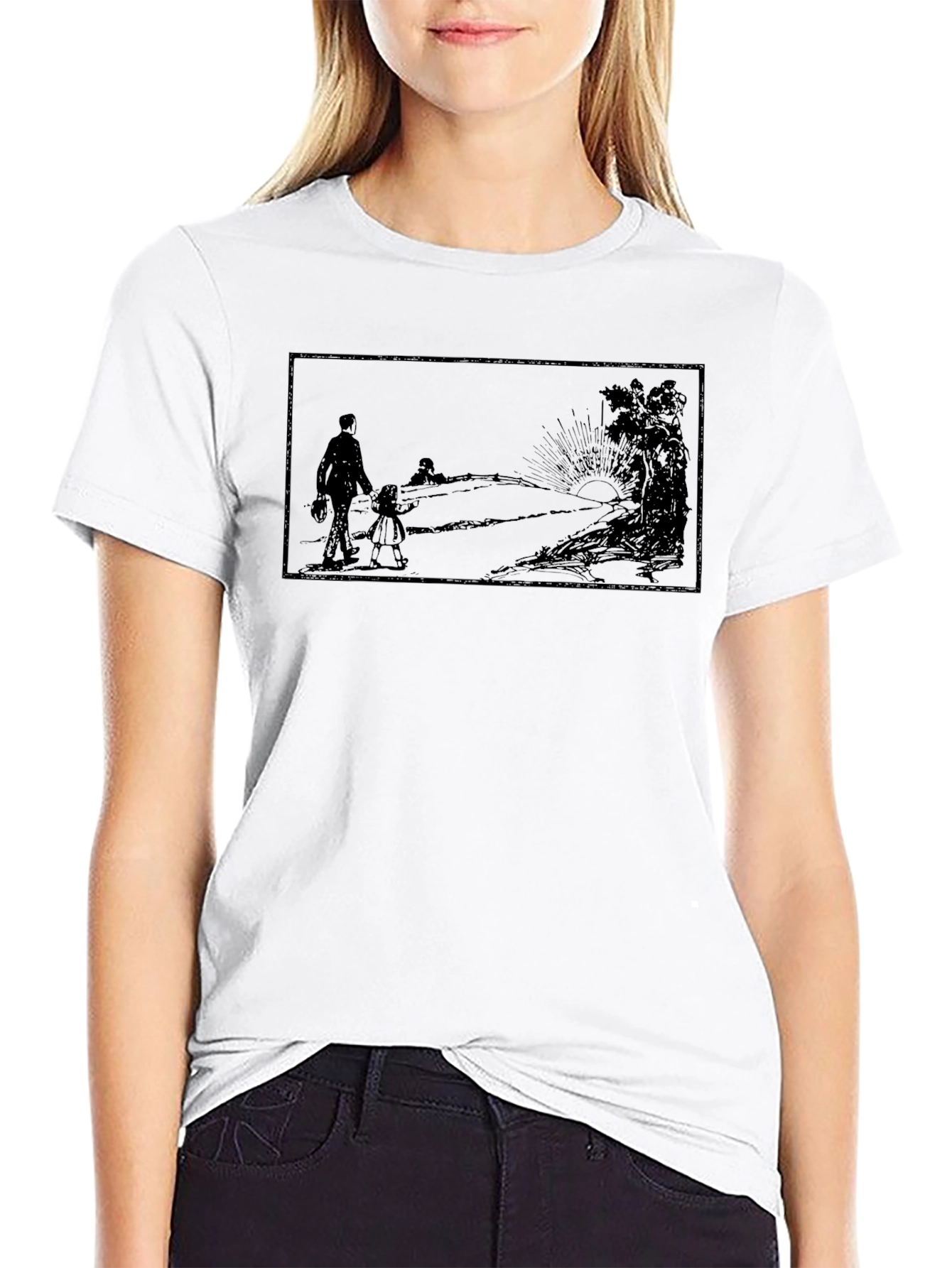 Silhouette Print Black T-Shirt