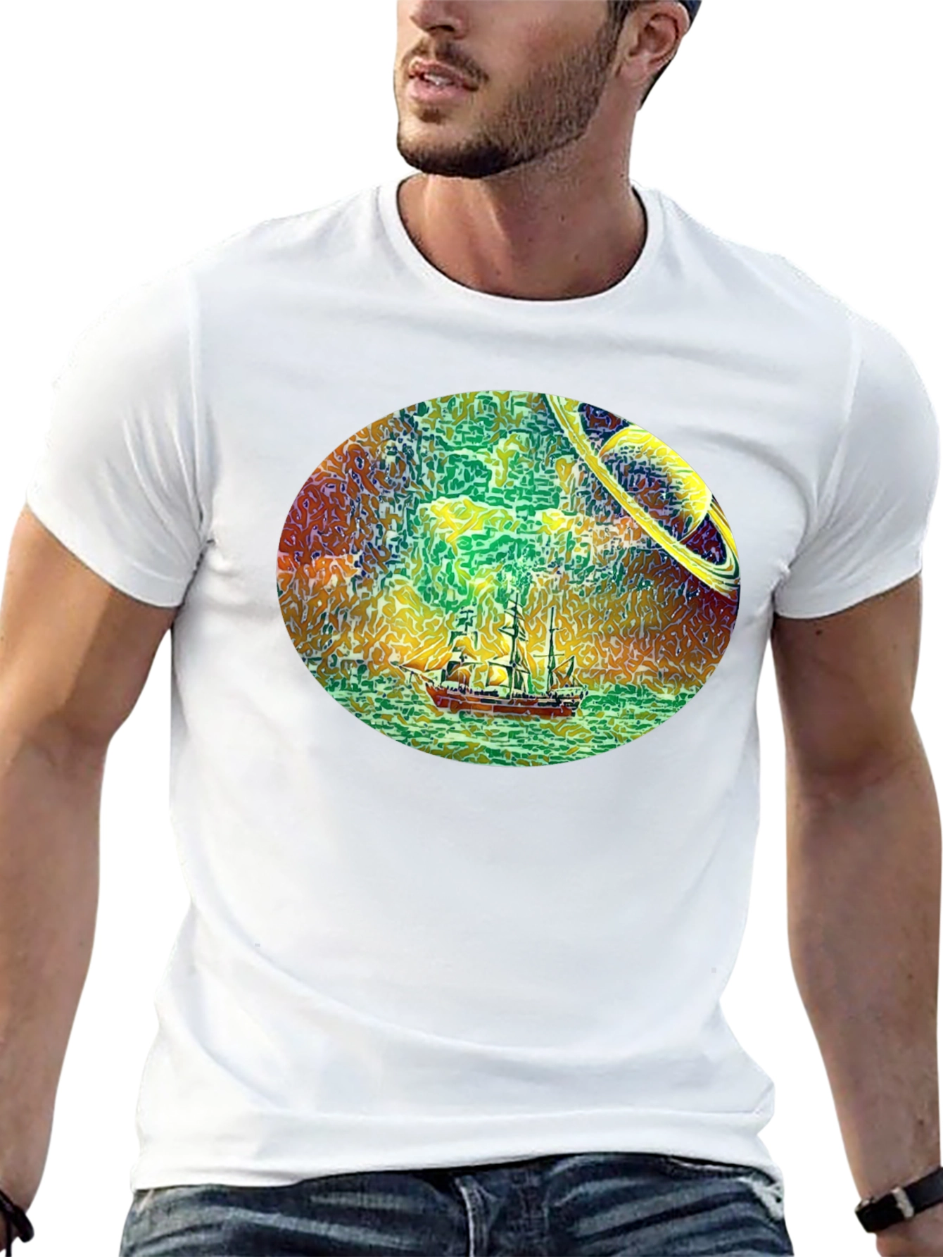 Space Sailing Black T-Shirt