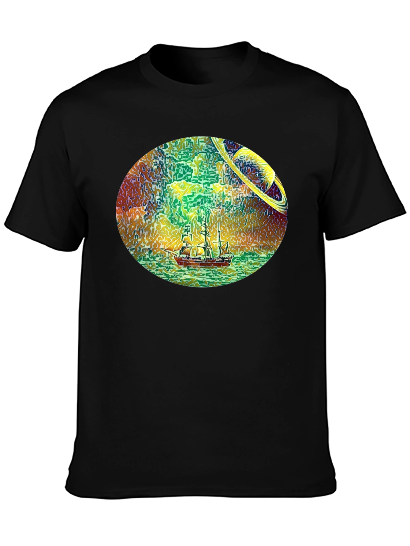 Space Sailing Black T-Shirt