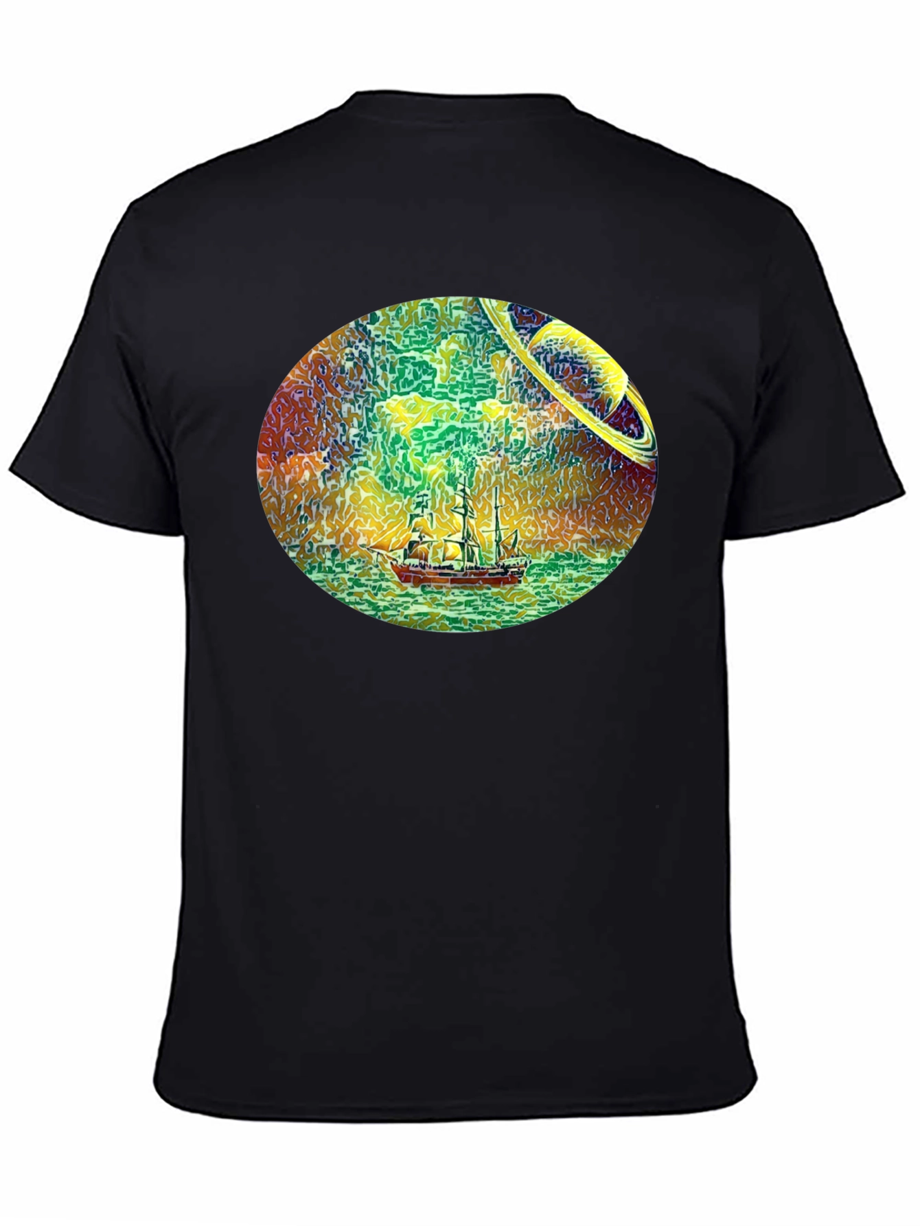 Space Sailing Black T-Shirt