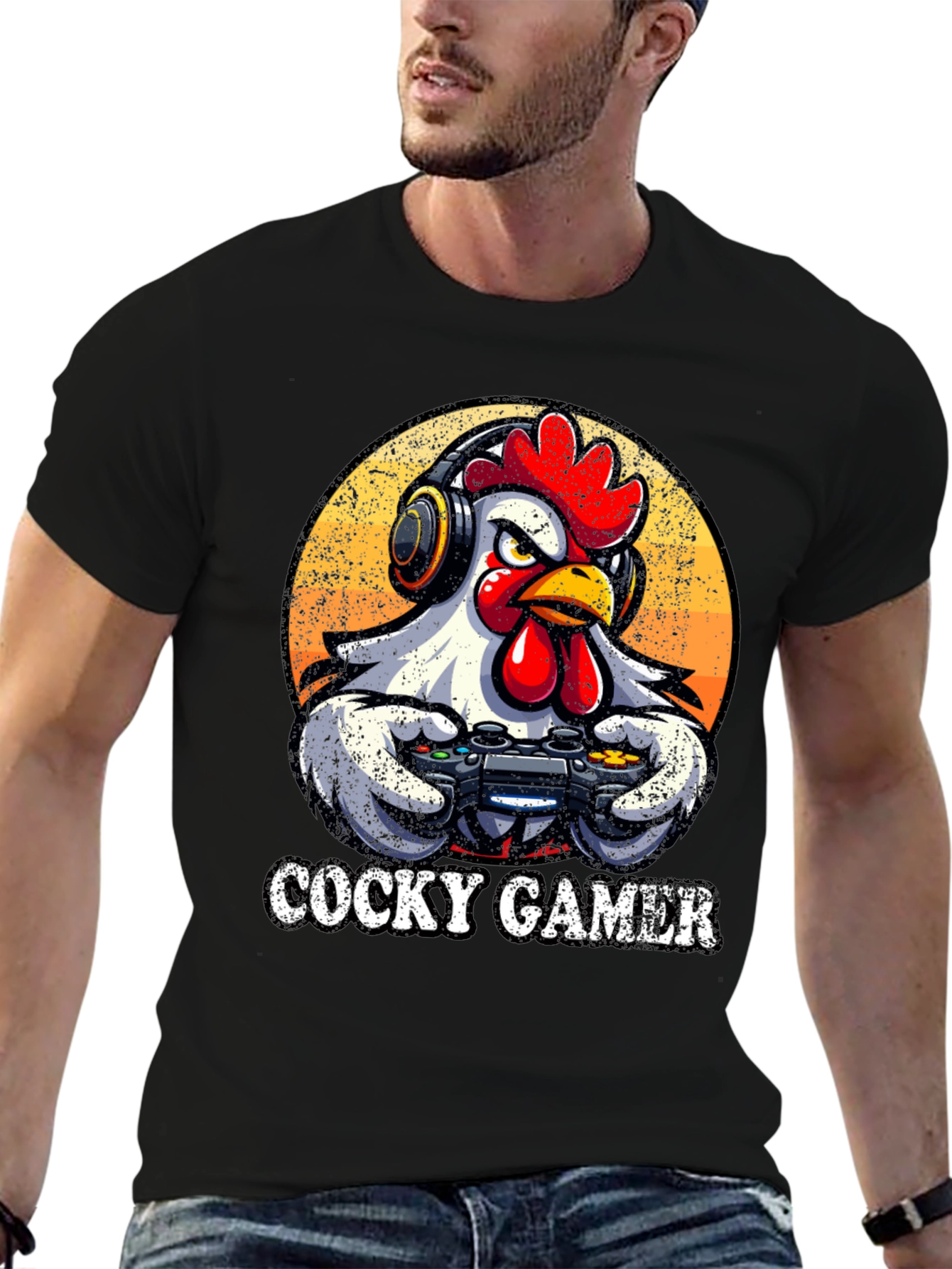 Cocky Gamer Chicken T-Shirt - Funny Gaming Tee