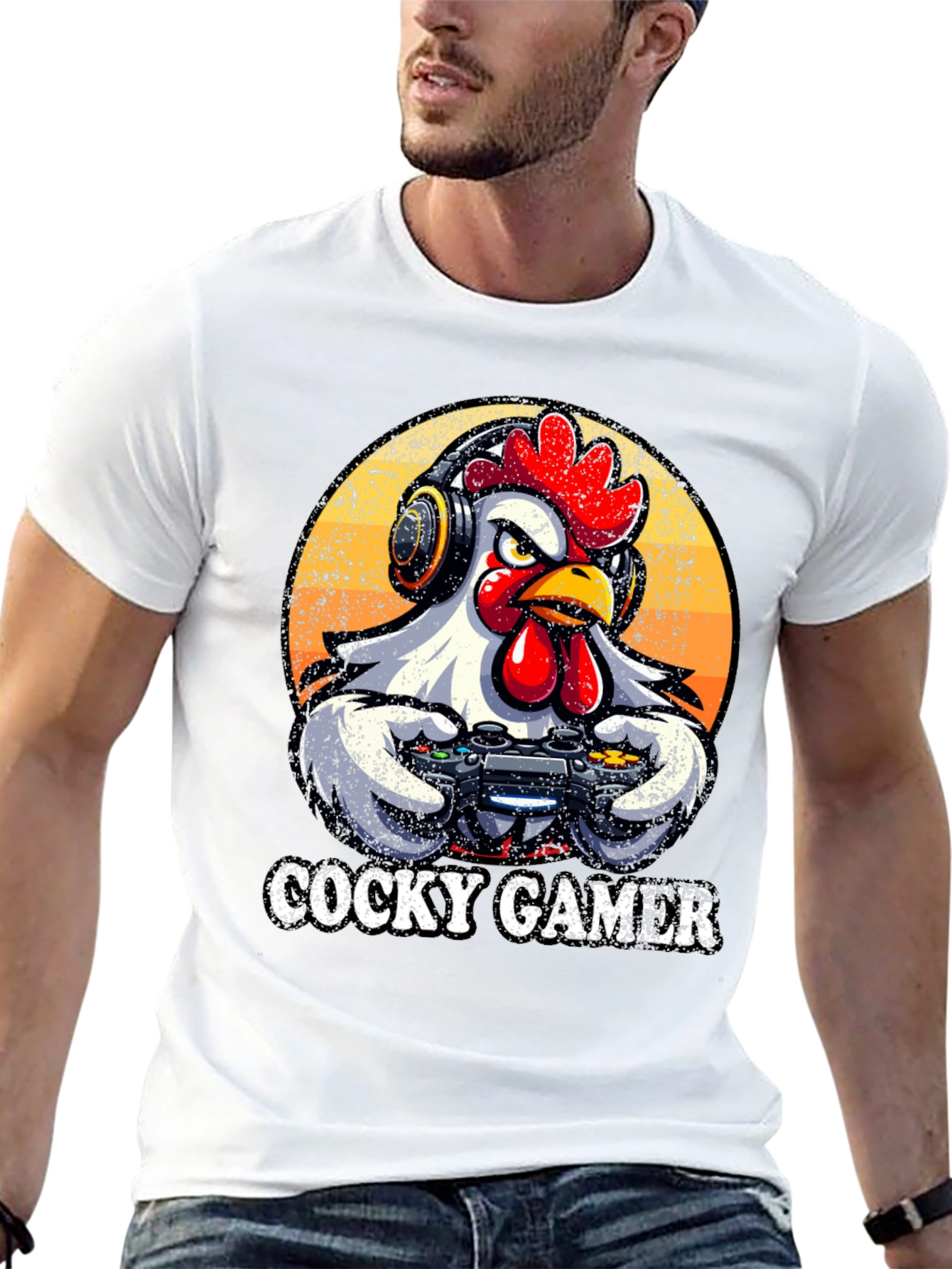 Cocky Gamer Chicken T-Shirt - Funny Gaming Tee