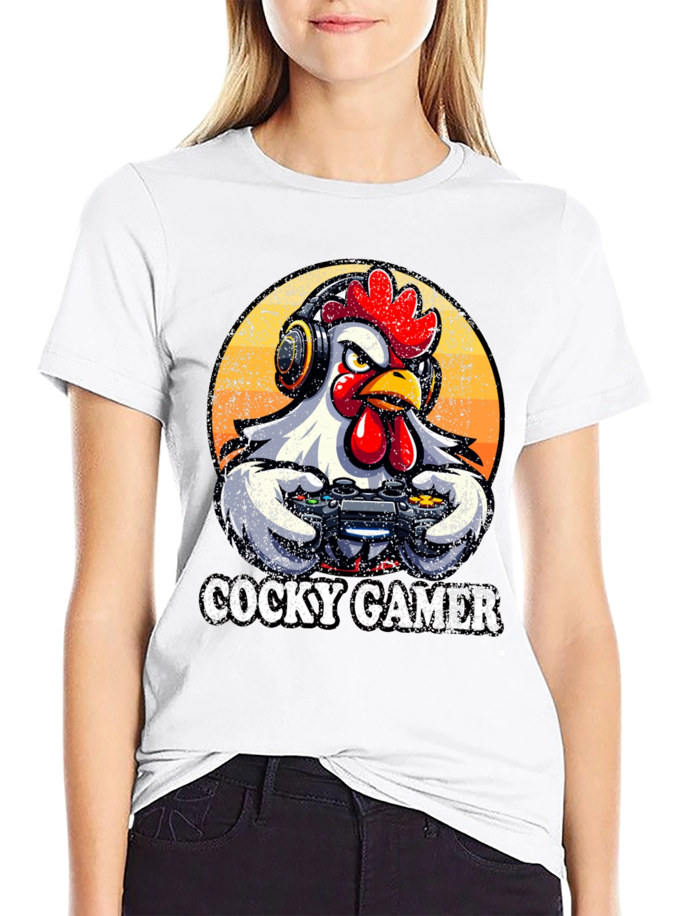 Cocky Gamer Chicken T-Shirt - Funny Gaming Tee