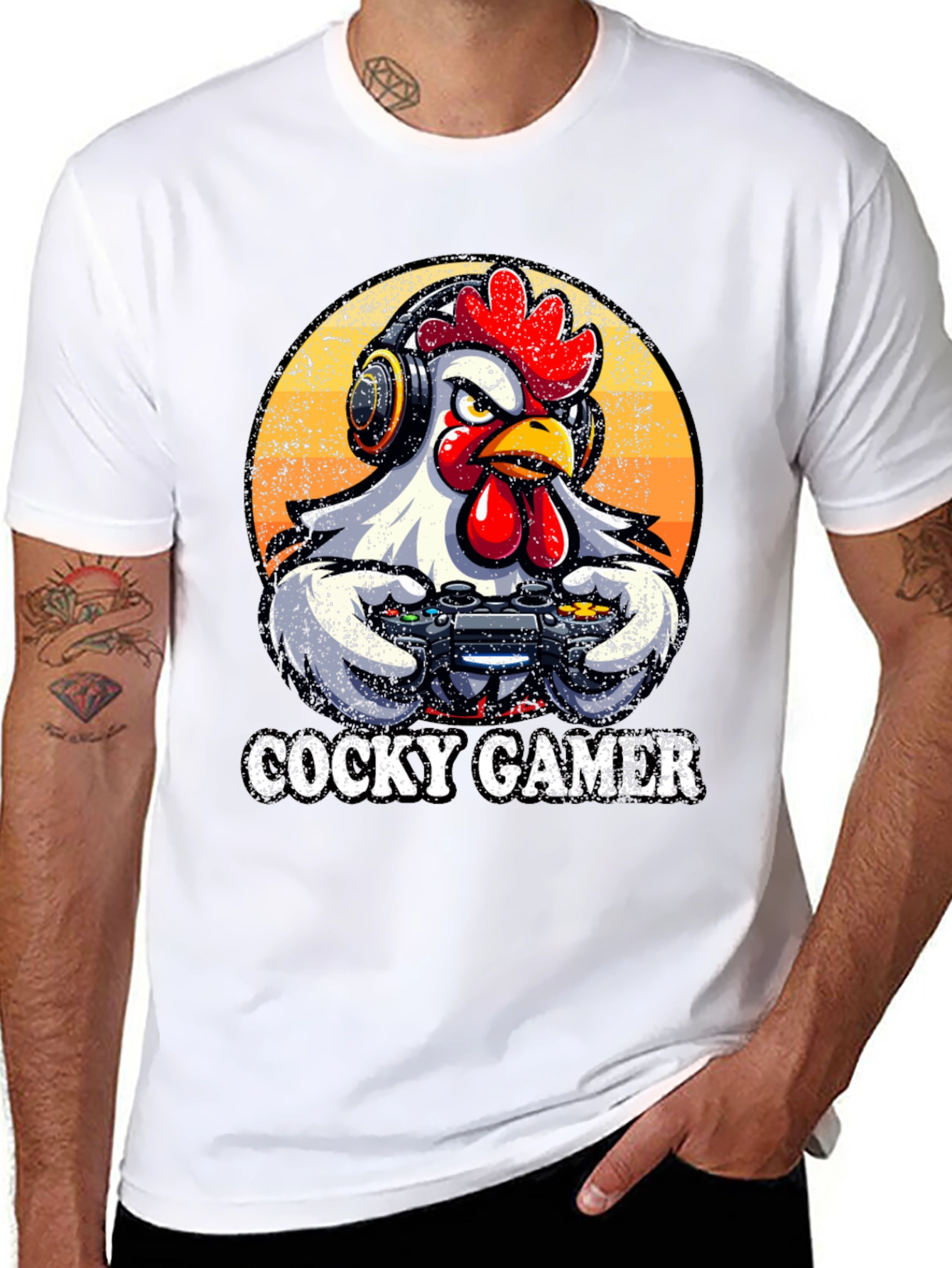 Cocky Gamer Chicken T-Shirt - Funny Gaming Tee