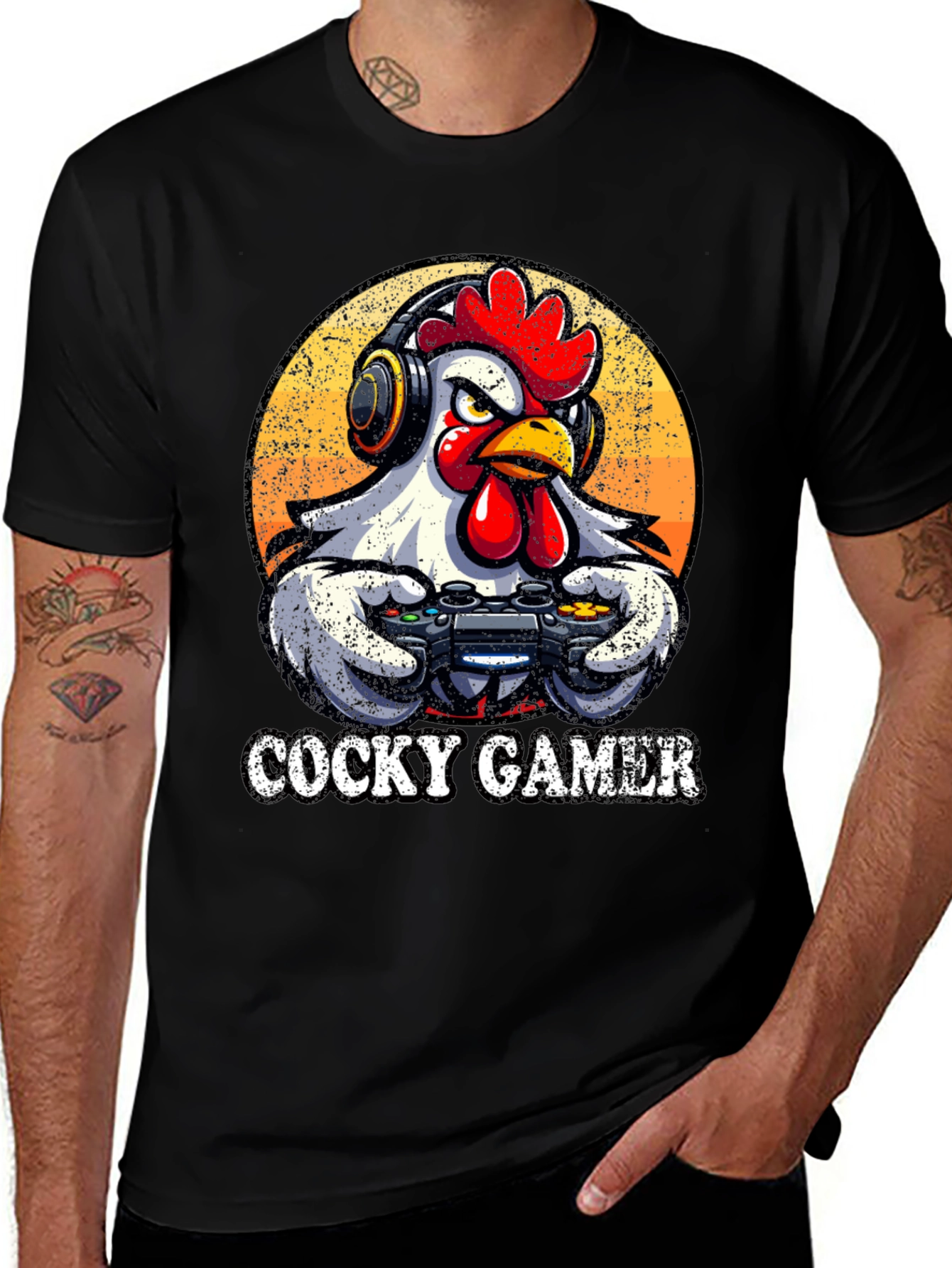 Cocky Gamer Chicken T-Shirt - Funny Gaming Tee