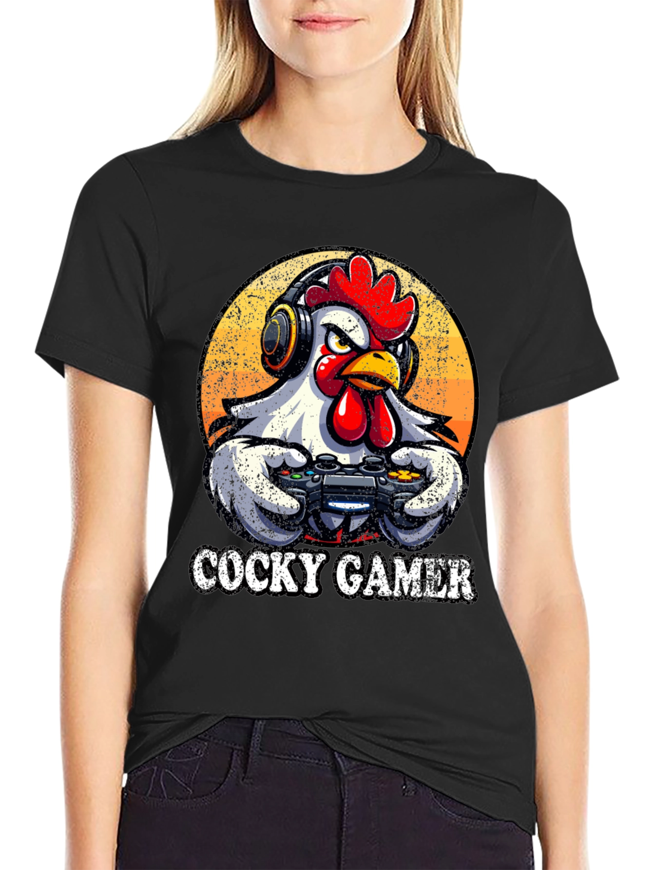Cocky Gamer Chicken T-Shirt - Funny Gaming Tee