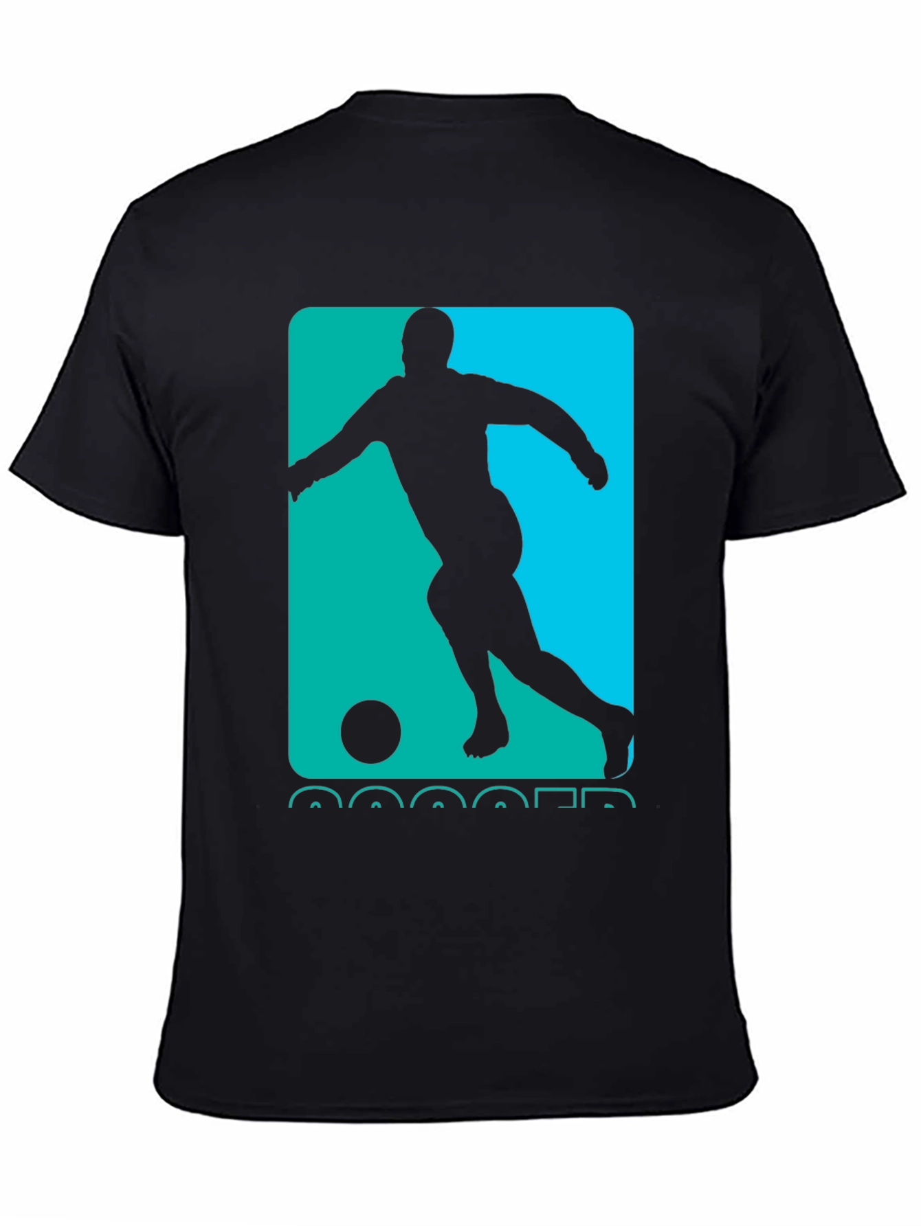 Soccer Player Graphic Tee - Black Cotton Casual Shirt
