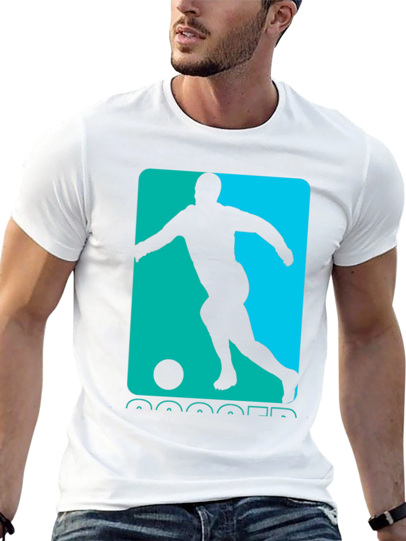 Soccer Player Graphic Tee - Black Cotton Casual Shirt