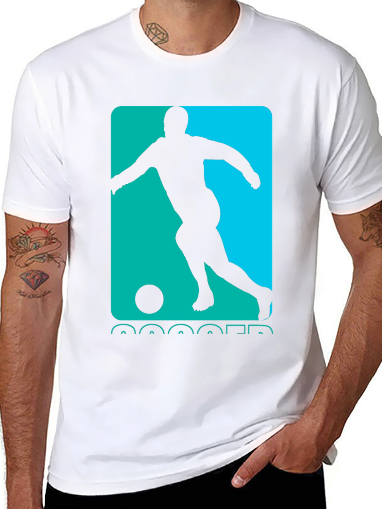 Soccer Player Graphic Tee - Black Cotton Casual Shirt