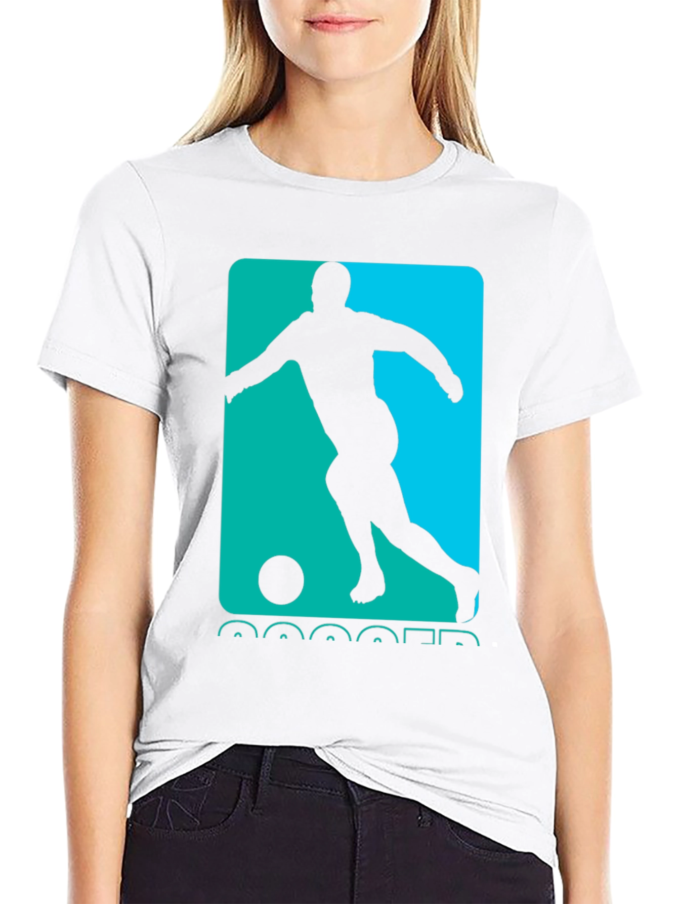 Soccer Player Graphic Tee - Black Cotton Casual Shirt