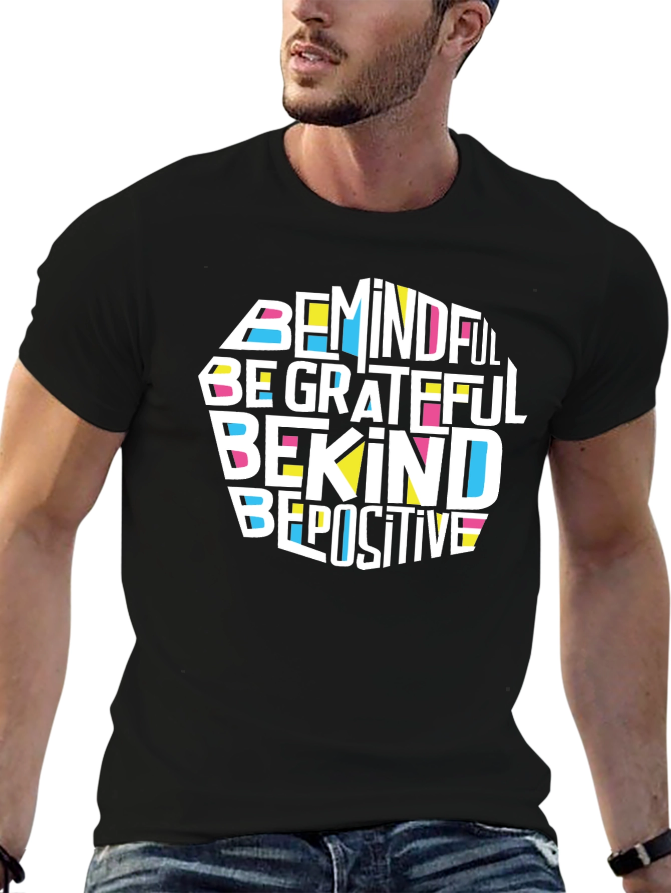 Mindful Grateful Kind Positive Black T-Shirt
