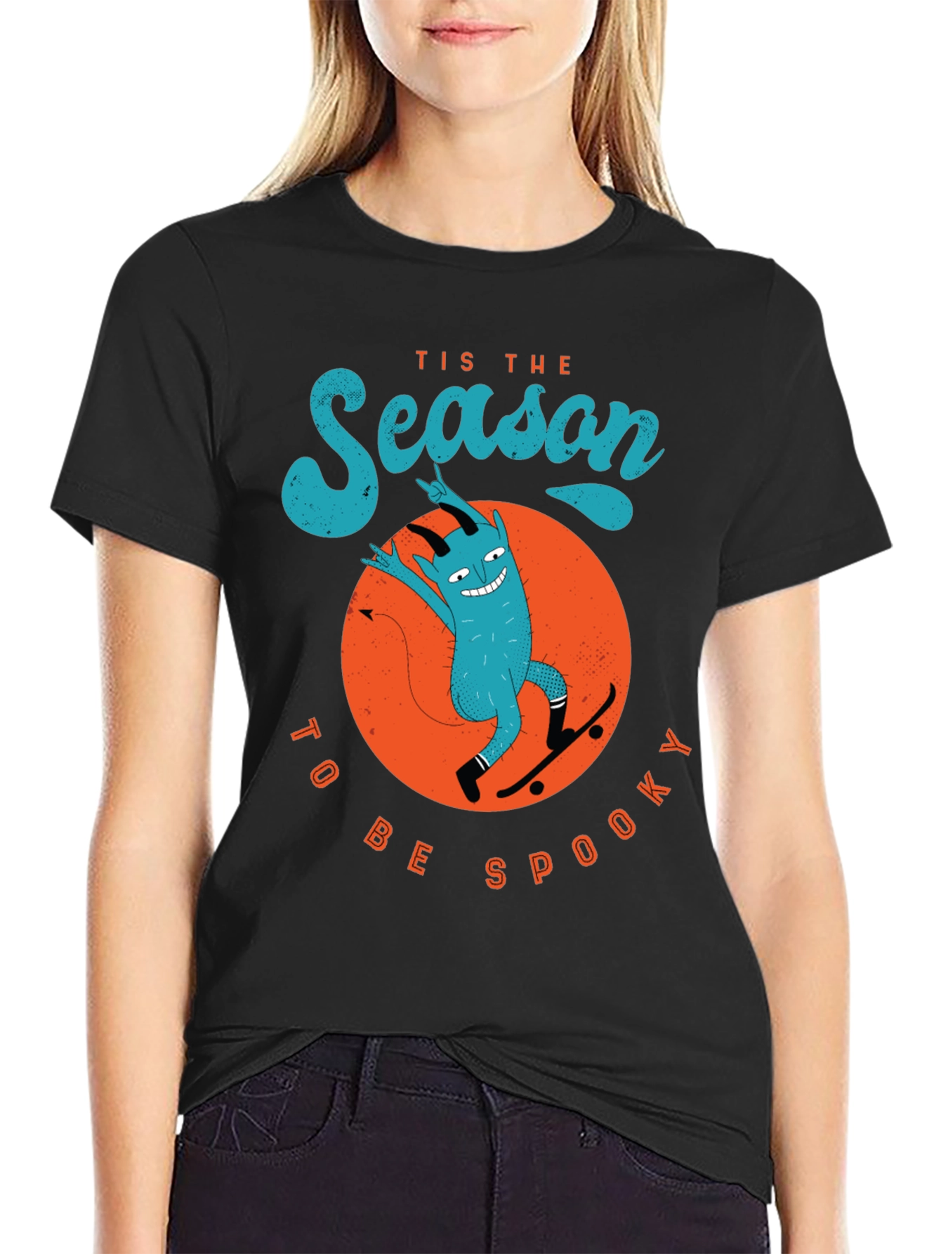 Tis The Season To Be Spooky Devil Skateboard T-Shirt