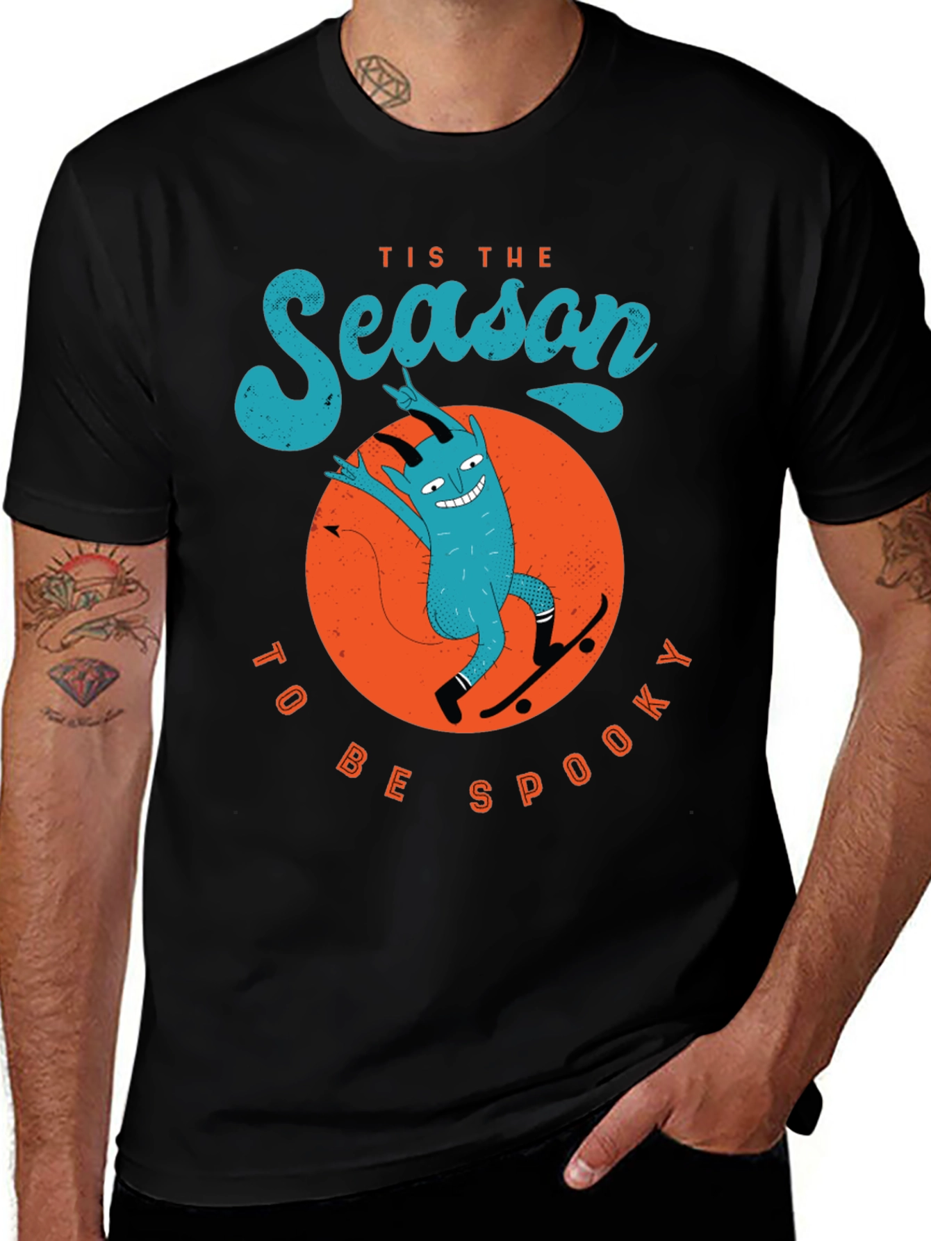 Tis The Season To Be Spooky Devil Skateboard T-Shirt
