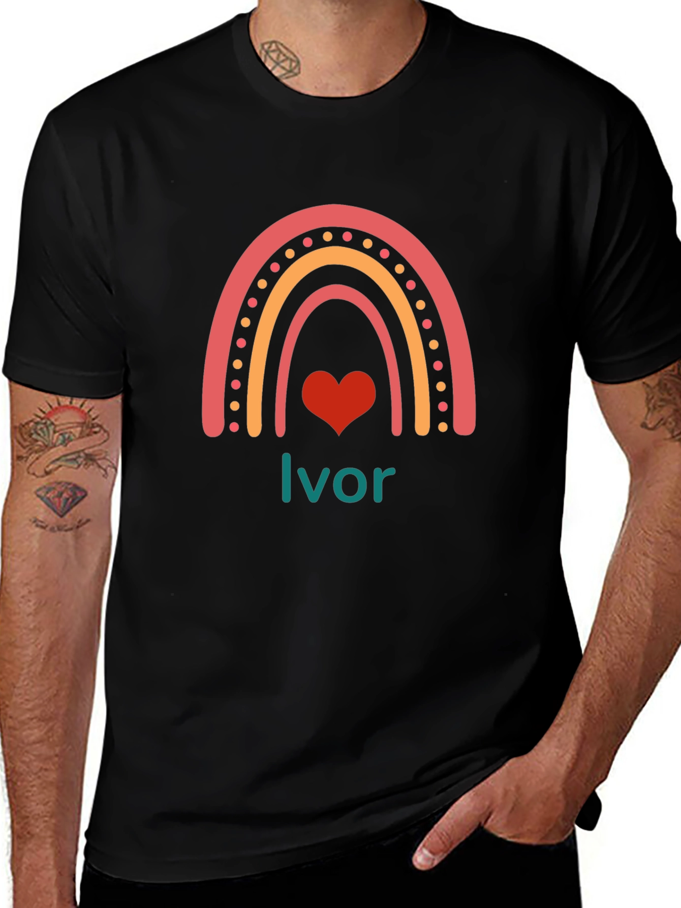 Ivor Rainbow Heart Graphic T-Shirt