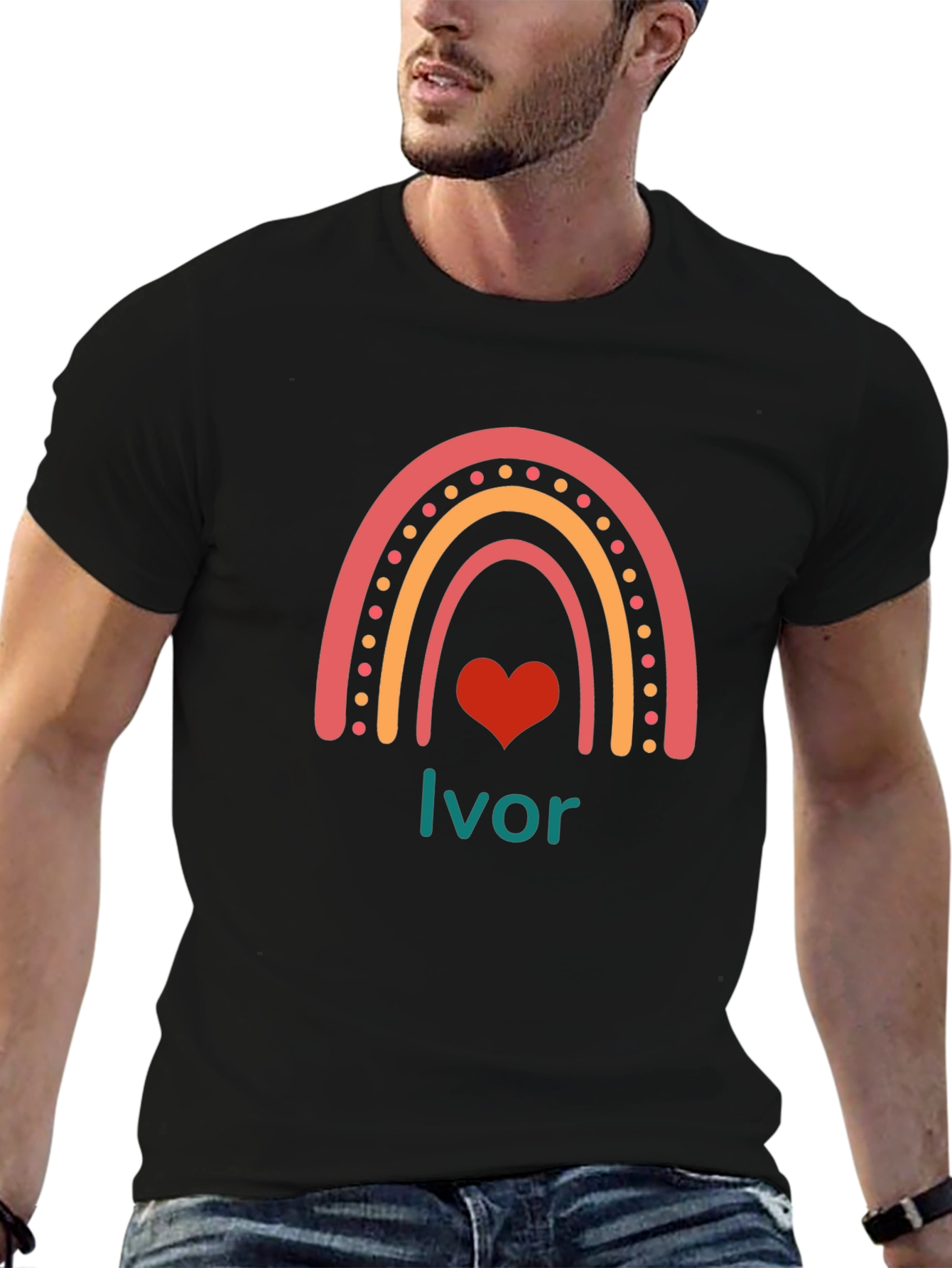 Ivor Rainbow Heart Graphic T-Shirt