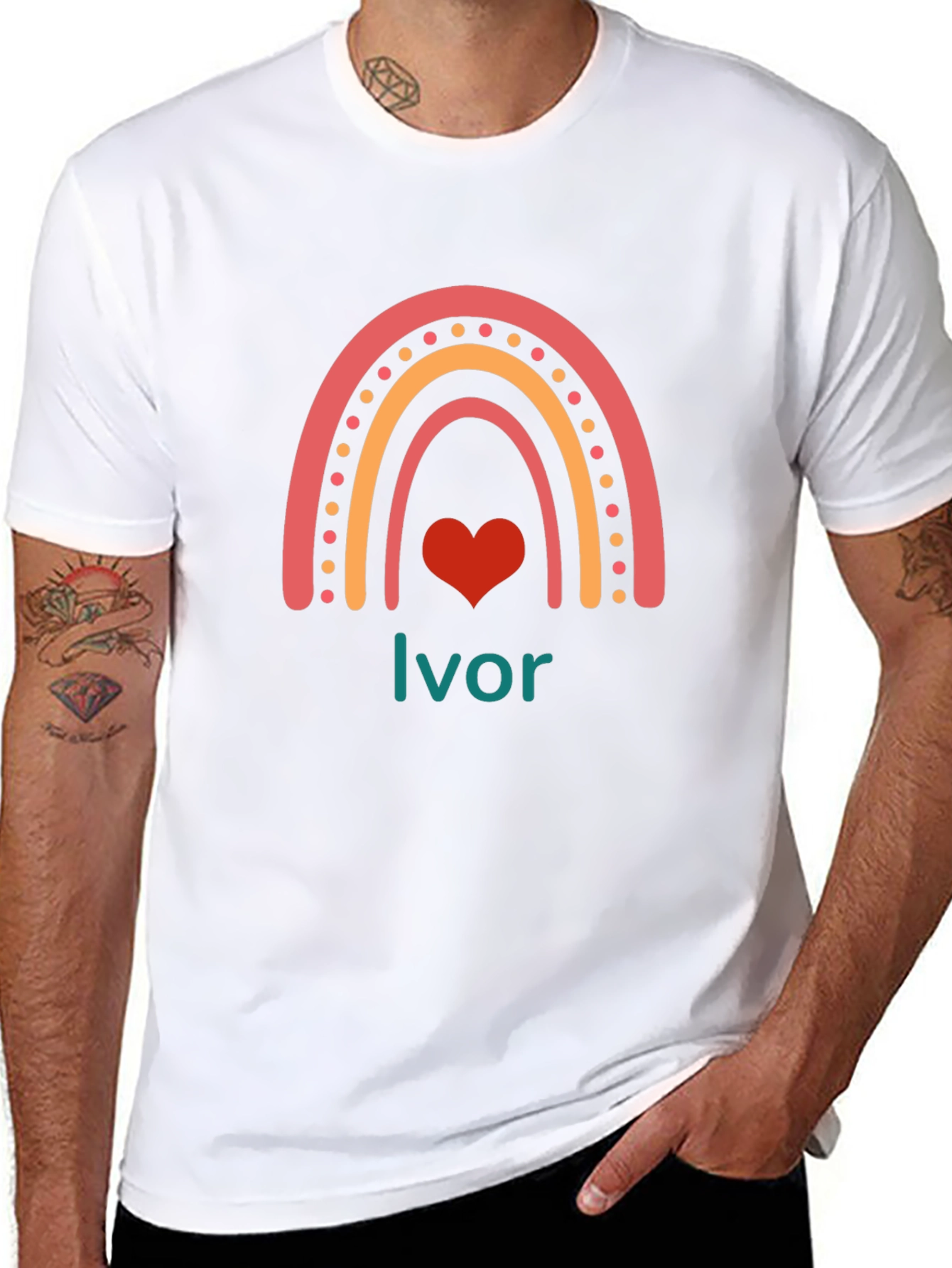 Ivor Rainbow Heart Graphic T-Shirt