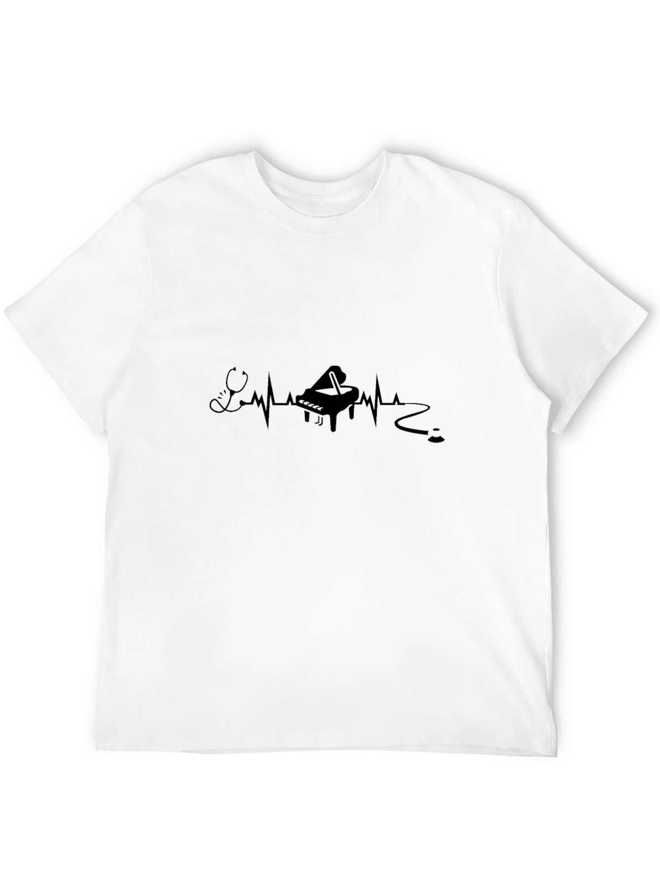 Piano Heartbeat T-Shirt - Musician Doctor Novelty Tee