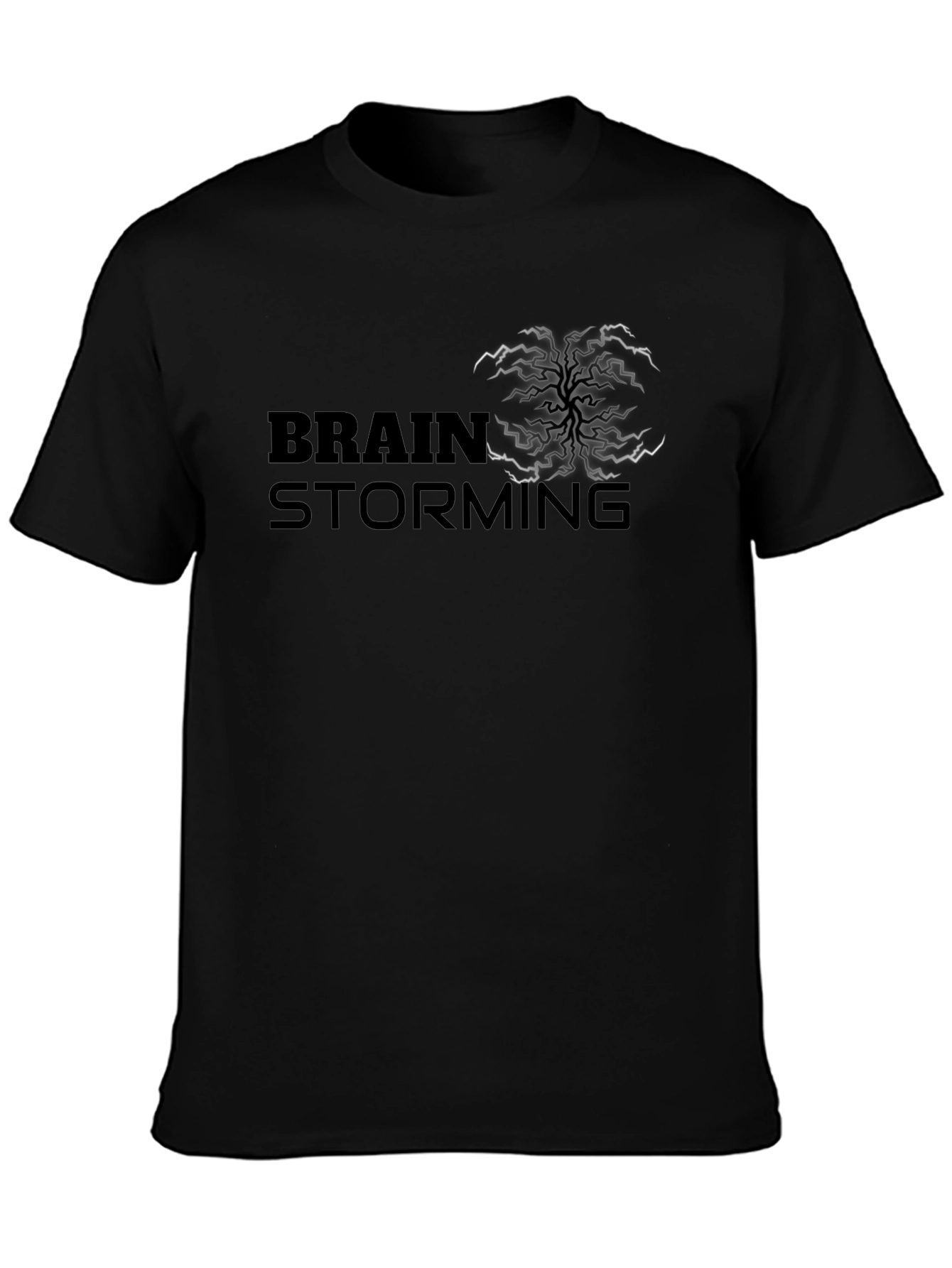 Brainstorming Graphic Tee - Black Cotton Casual Shirt