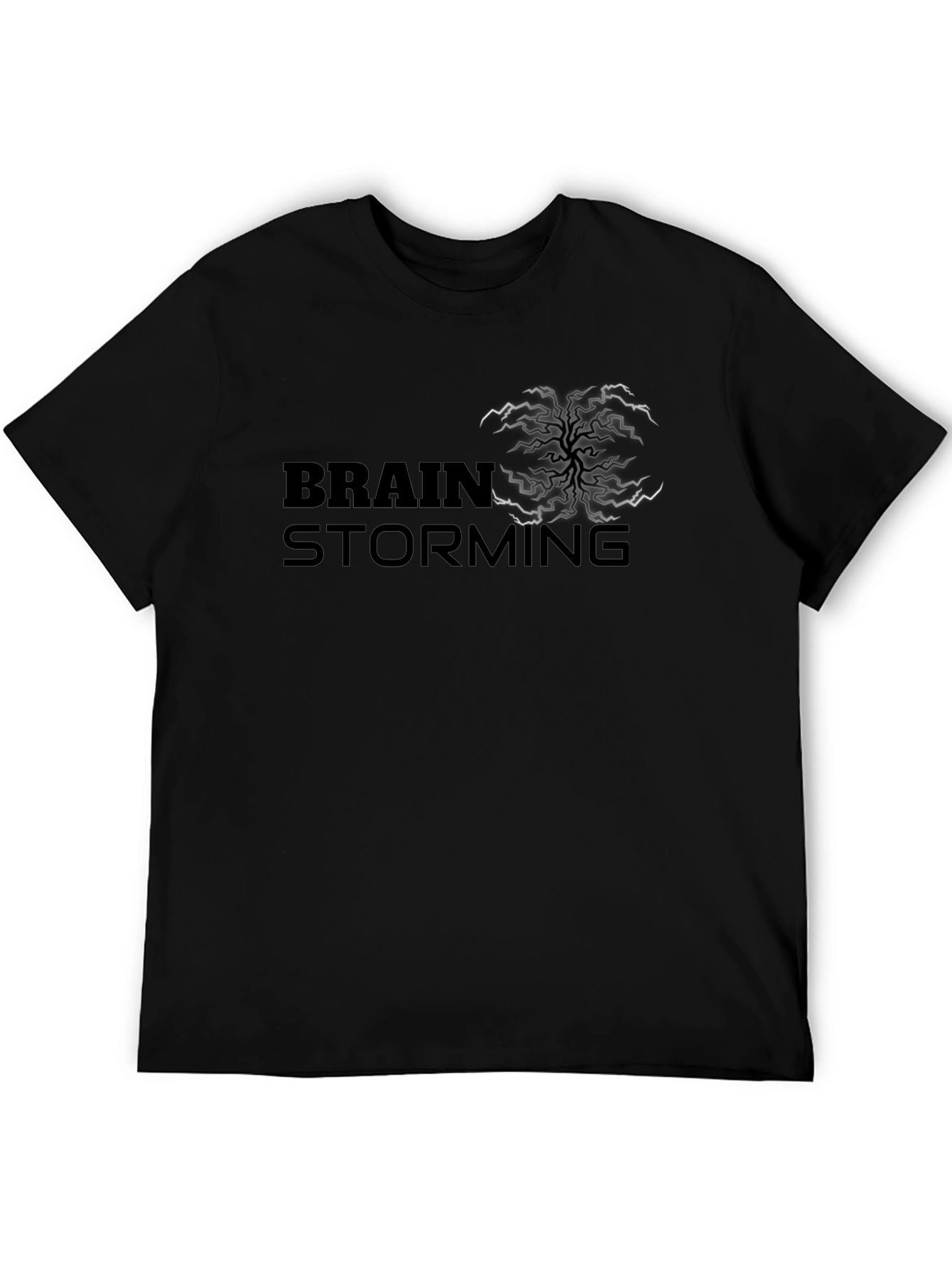 Brainstorming Graphic Tee - Black Cotton Casual Shirt