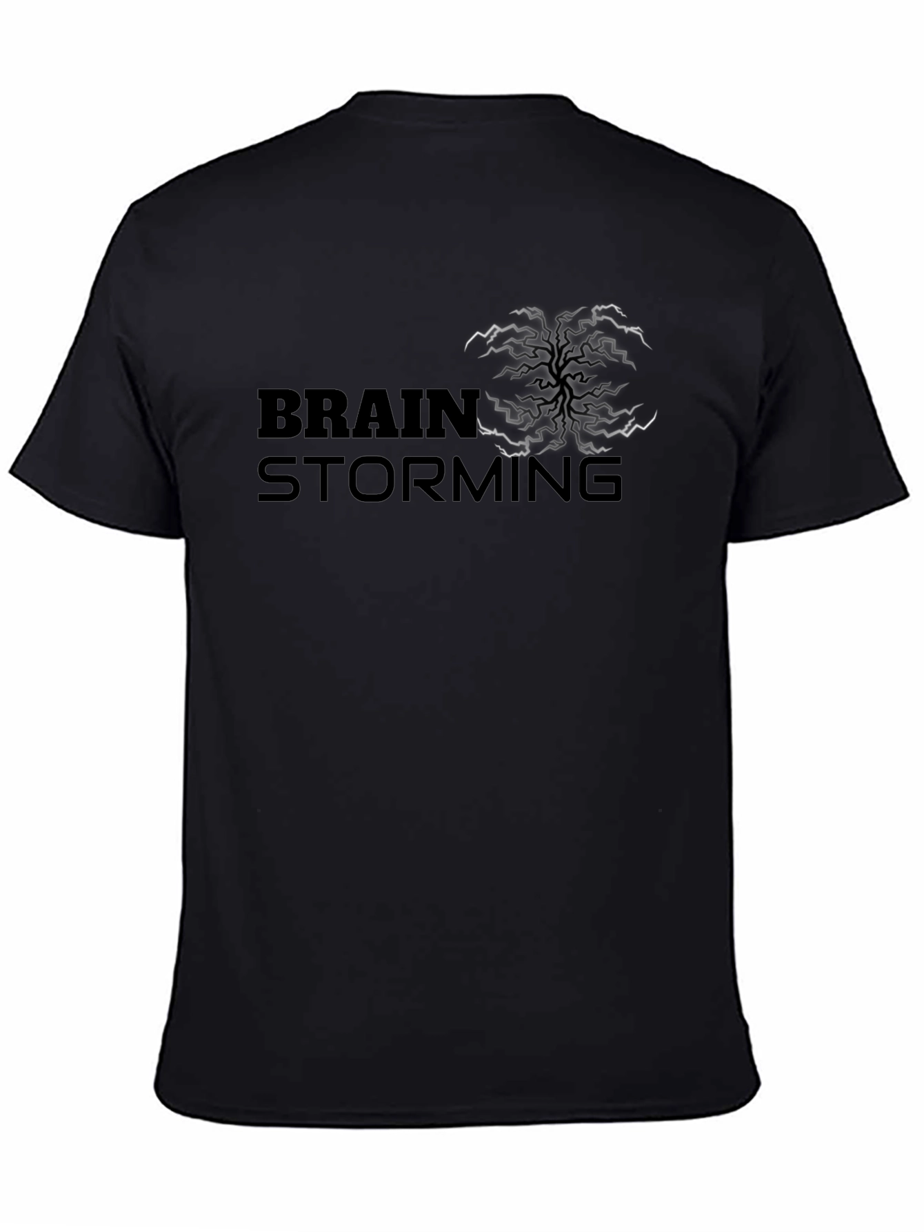 Brainstorming Graphic Tee - Black Cotton Casual Shirt