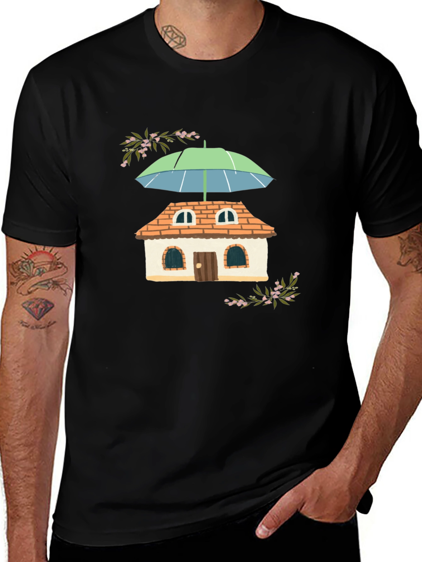 Quirky House Under Umbrella T-Shirt