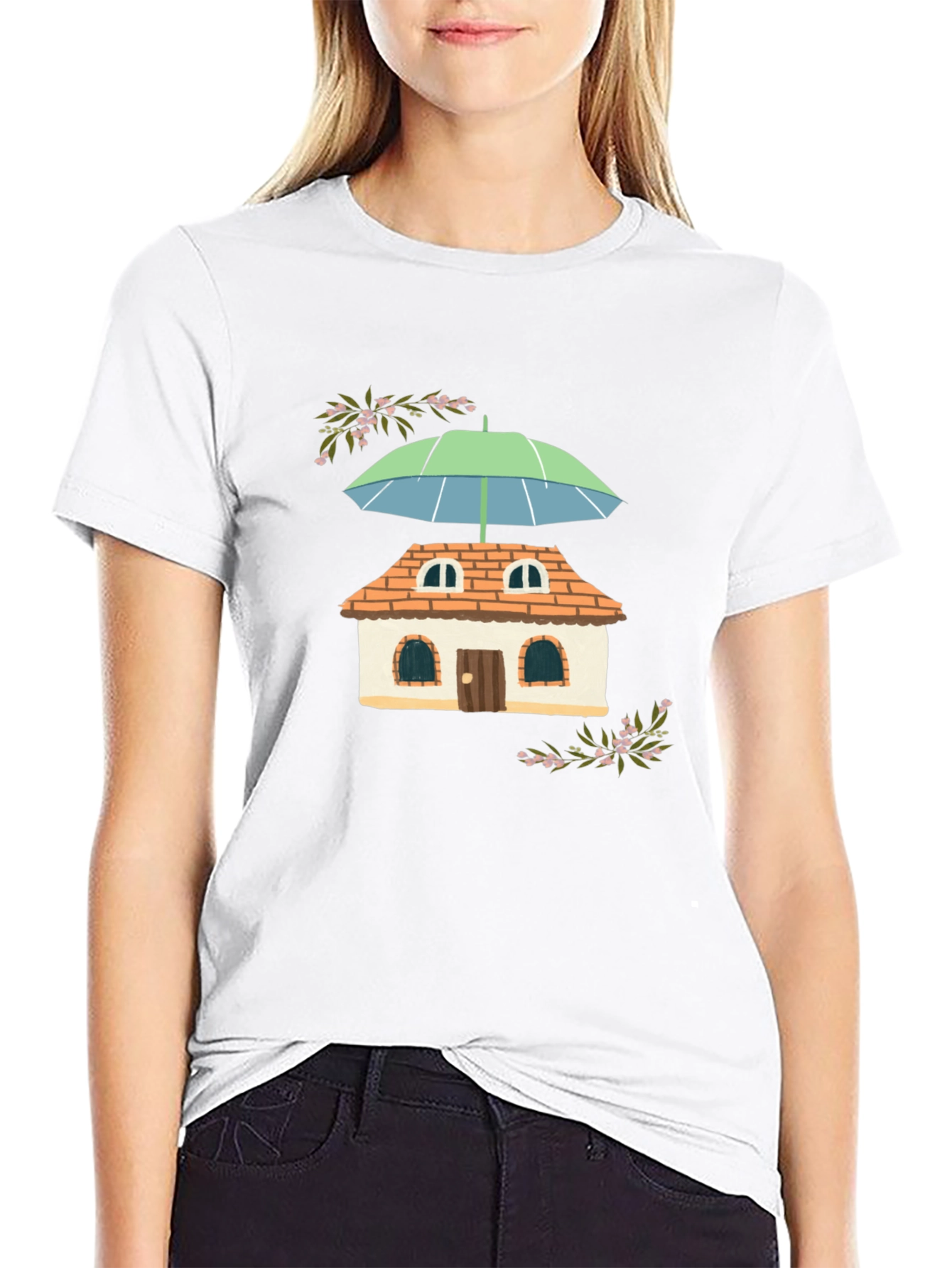 Quirky House Under Umbrella T-Shirt