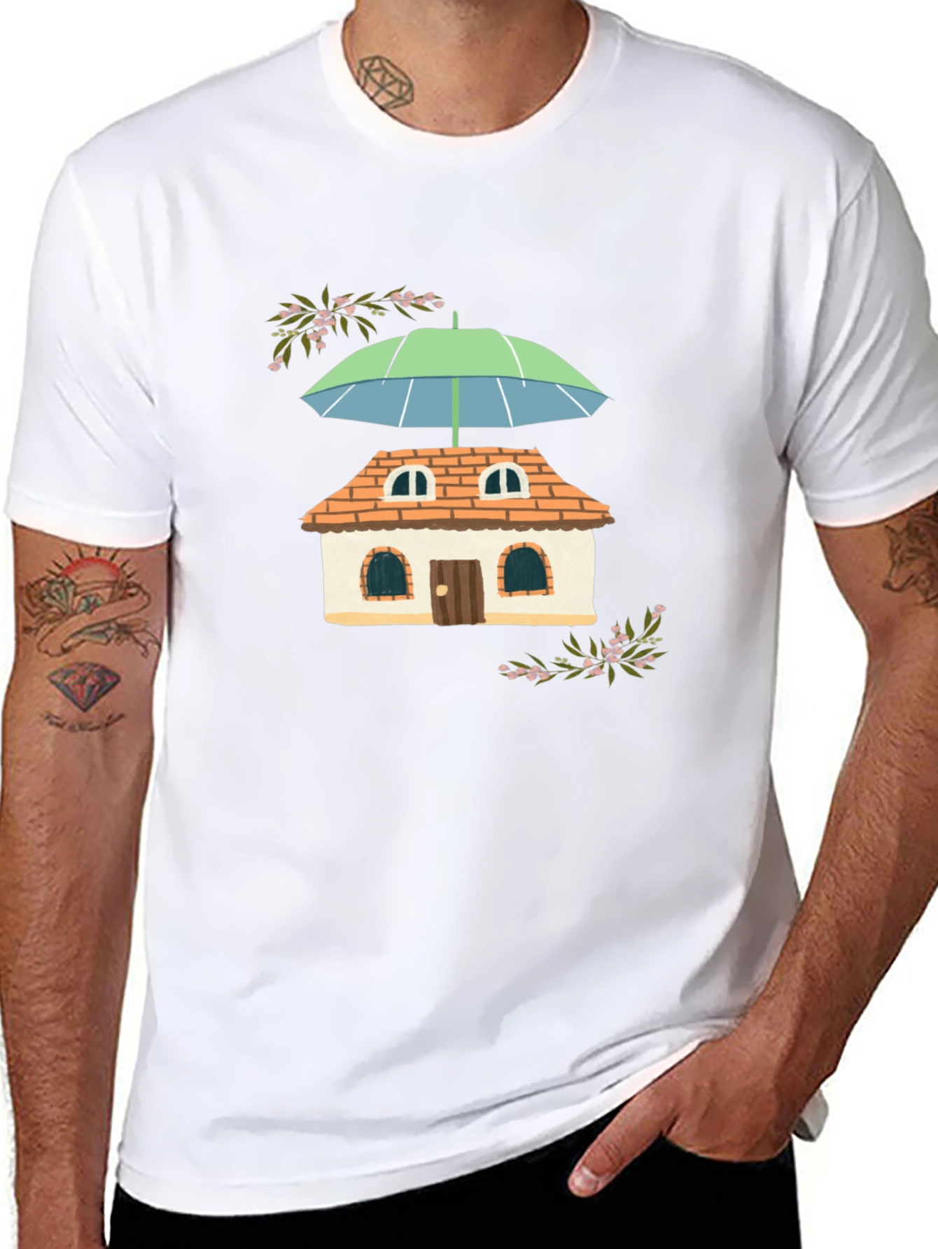 Quirky House Under Umbrella T-Shirt