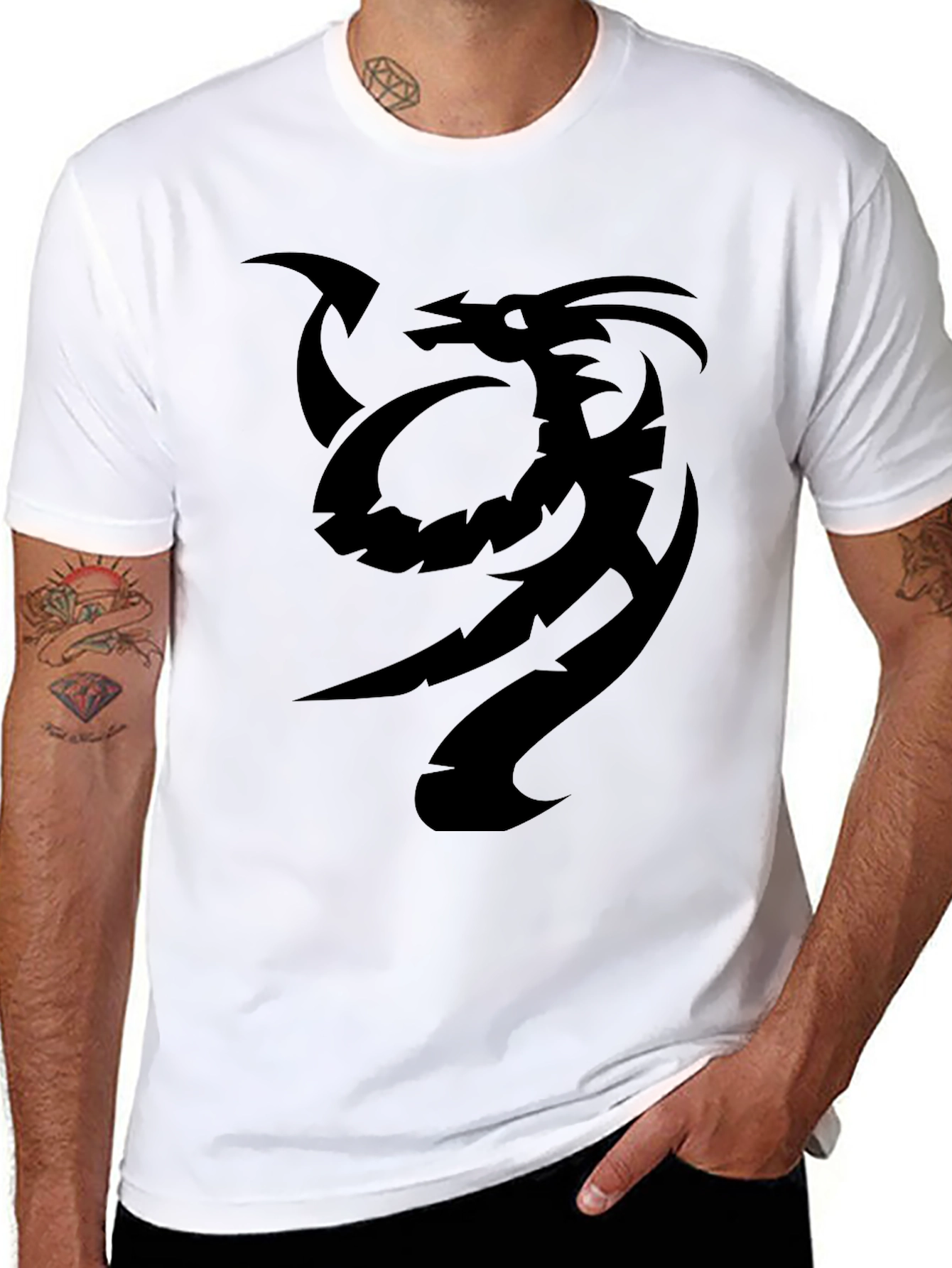 Tribal Dragon Graphic Black T-Shirt